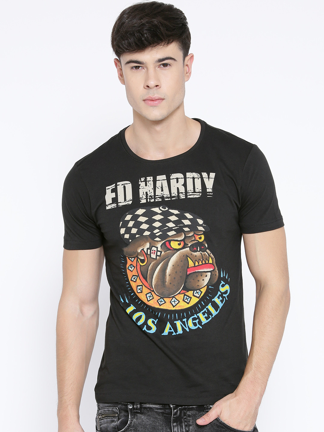 Buy Ed Hardy Black Printed Pure Cotton T Shirt - Tshirts for Men