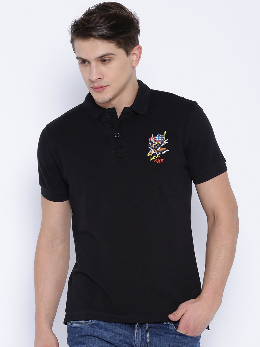 Buy Ed Hardy Black Polo Pure Cotton T Shirt - Tshirts for Men 1148673 ...