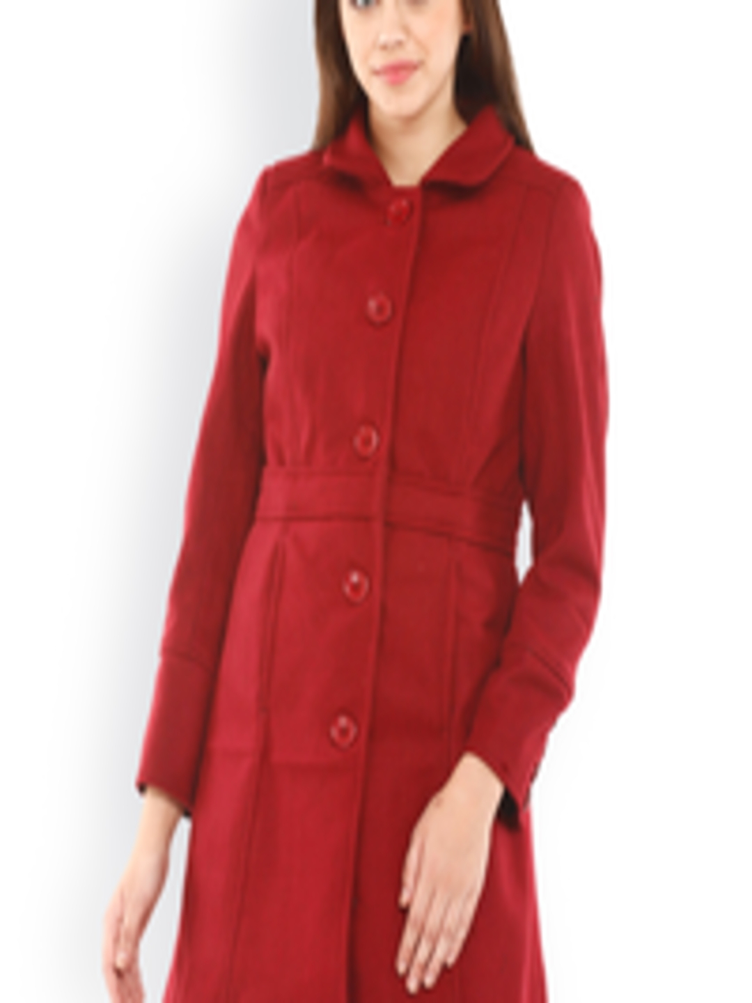 Buy Mustard Maroon Coat - Coats for Women 1149378 | Myntra
