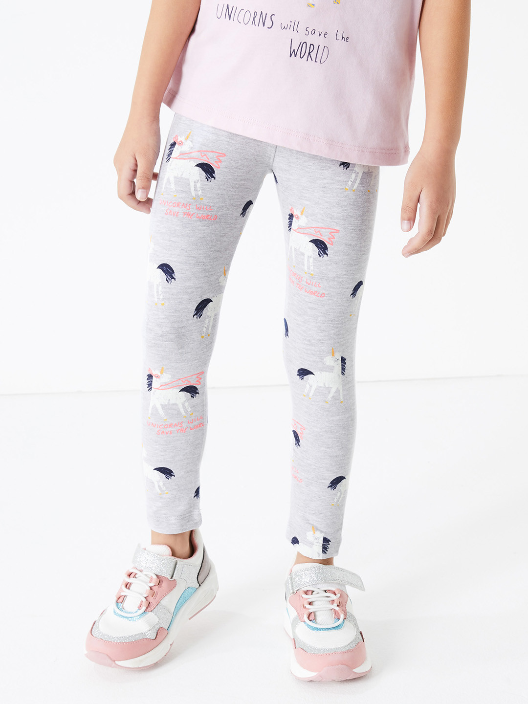 Buy Marks & Spencer Grey Printed Kids Girls Leggings Leggings for