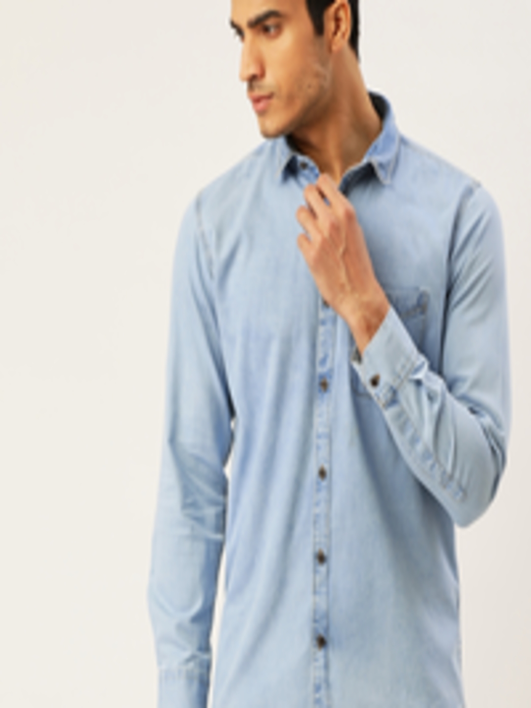 Buy Richlook Men Blue Slim Fit Faded Denim Casual Shirt - Shirts for ...