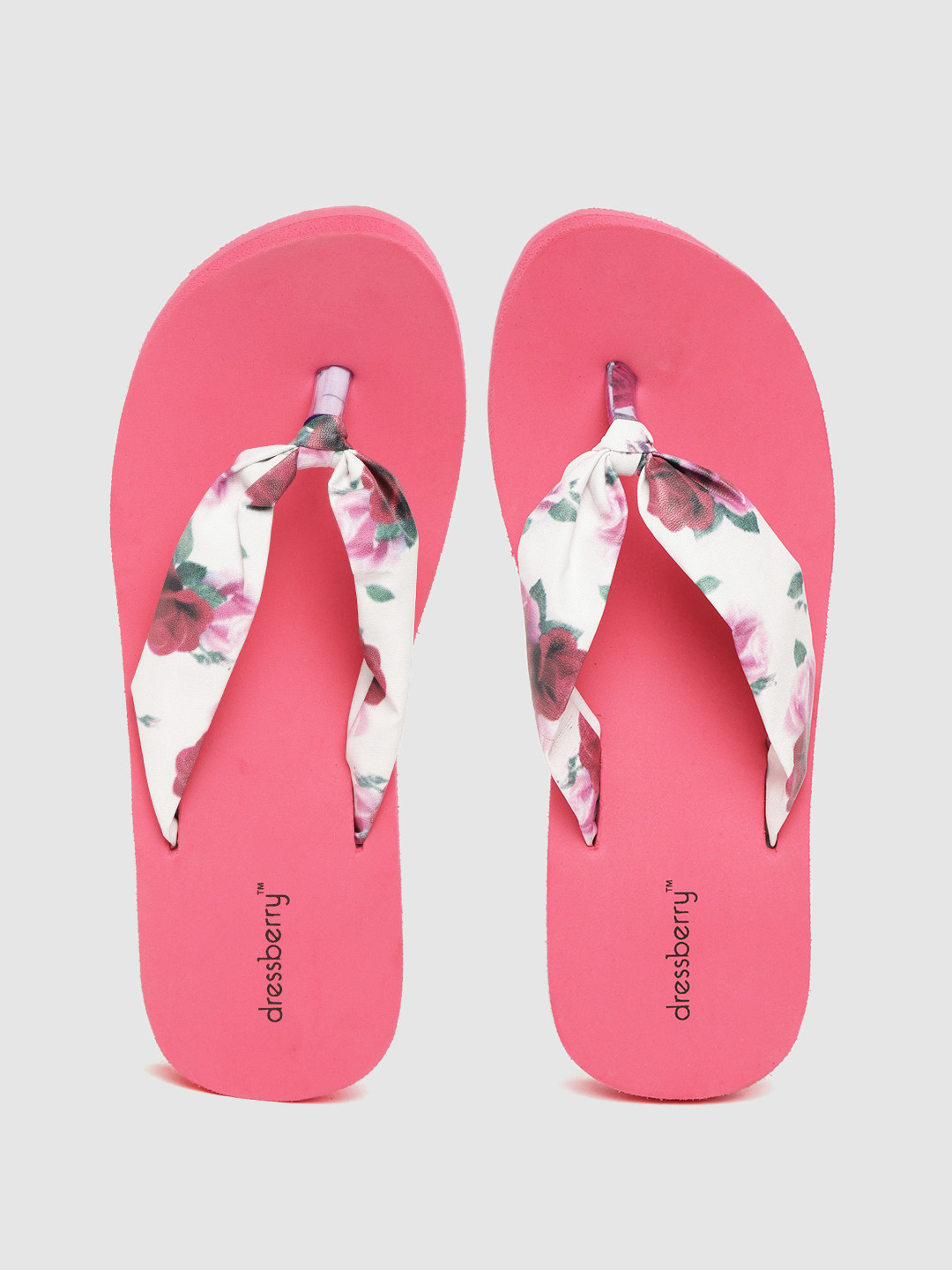 Buy DressBerry Women White & Pink Floral Printed Thong Flip Flops