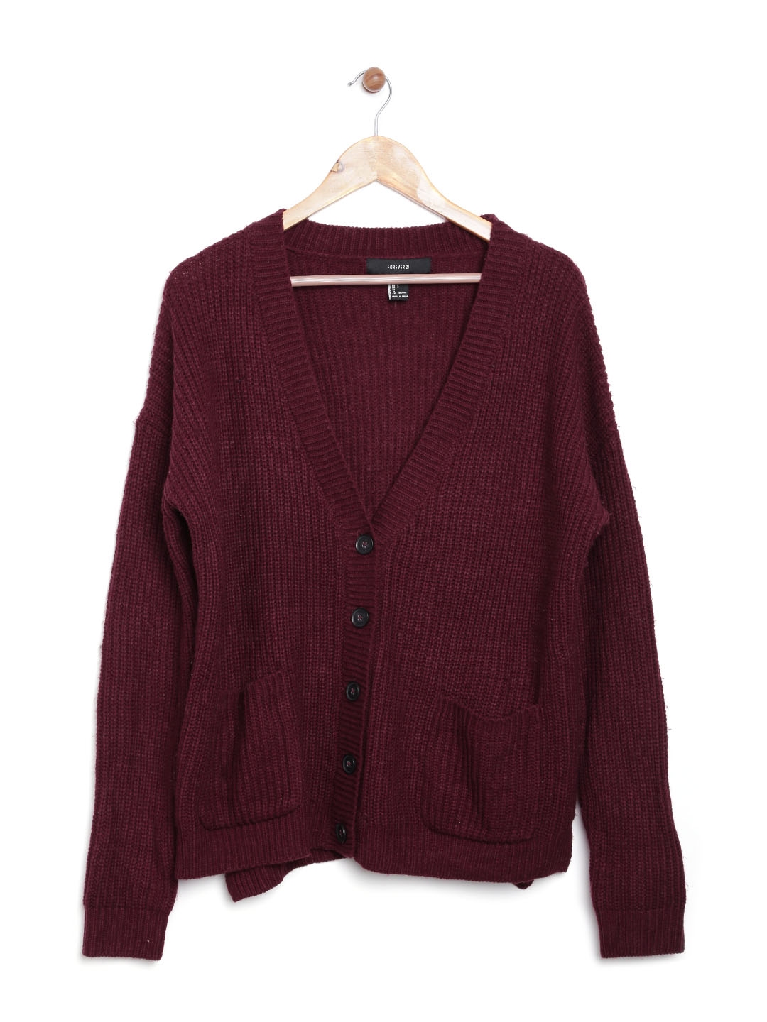 Buy FOREVER 21 Women Burgundy Cardigan - Sweaters for Women 1151951 ...