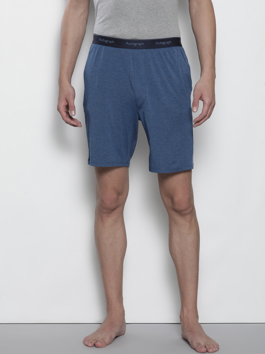 Buy Marks & Spencer Men Blue Solid Lounge Shorts Lounge Shorts for