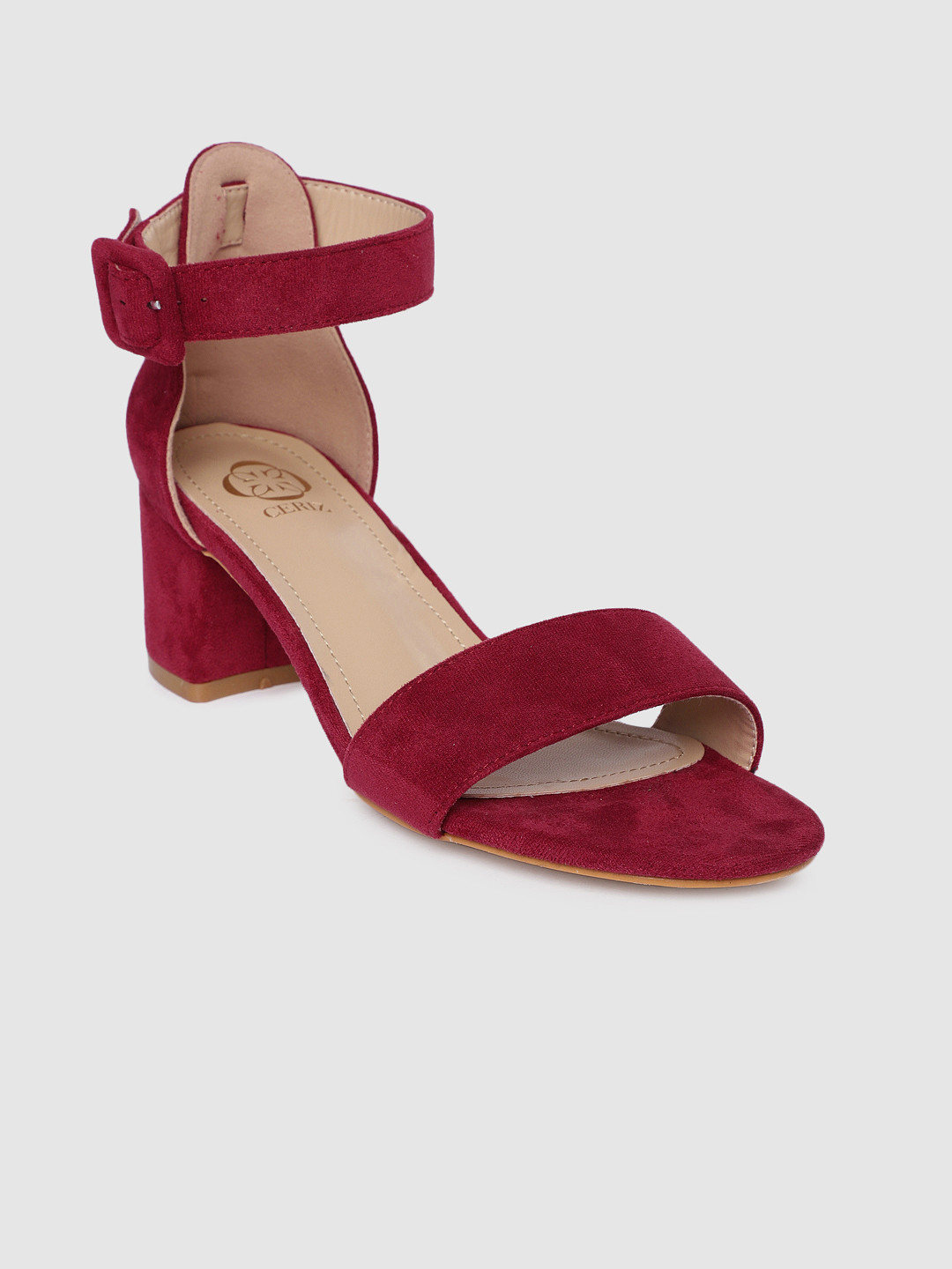 Buy CERIZ Women Burgundy Solid Sandals - Heels for Women 11522928 | Myntra