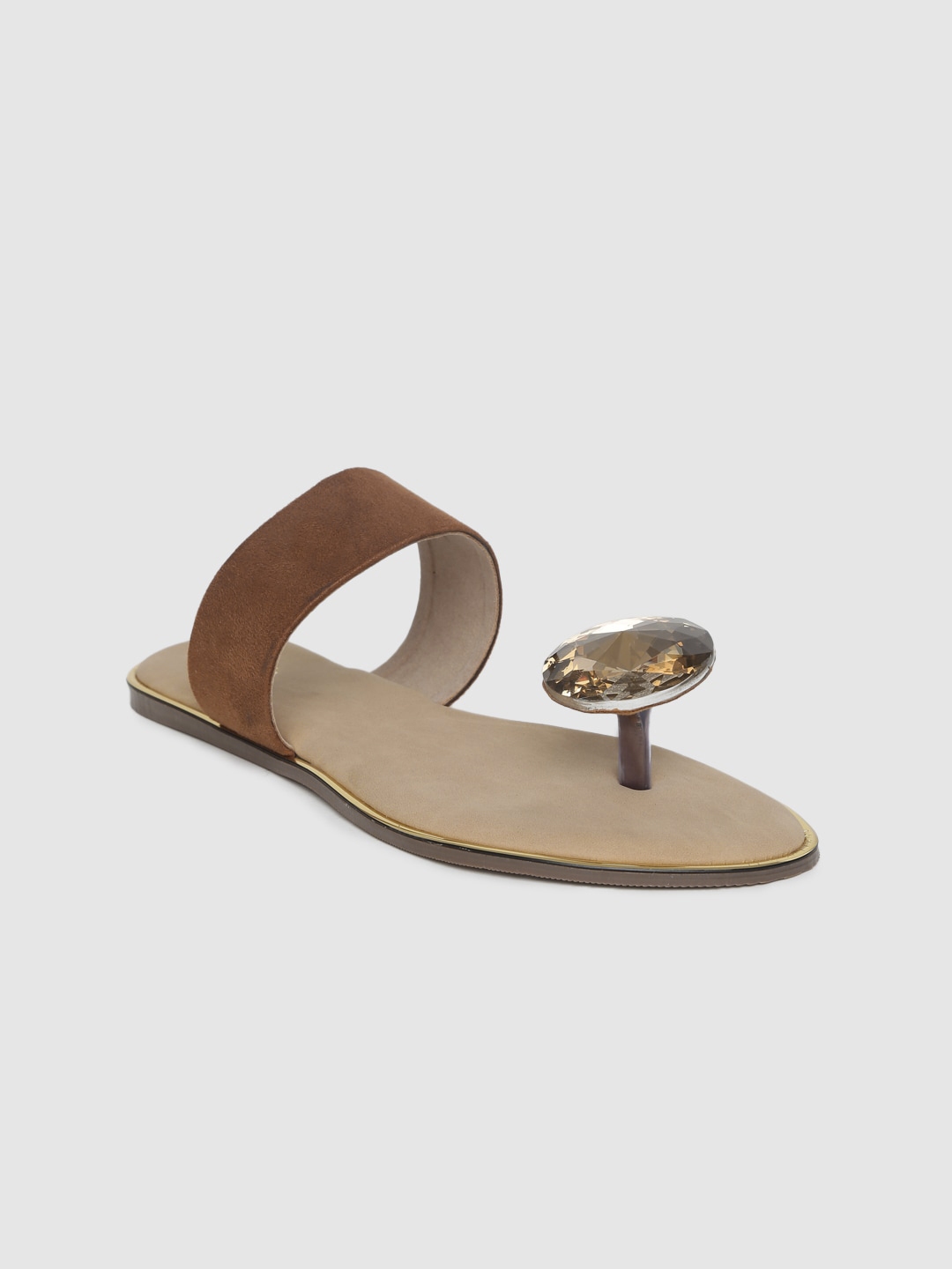 tan open toe flats