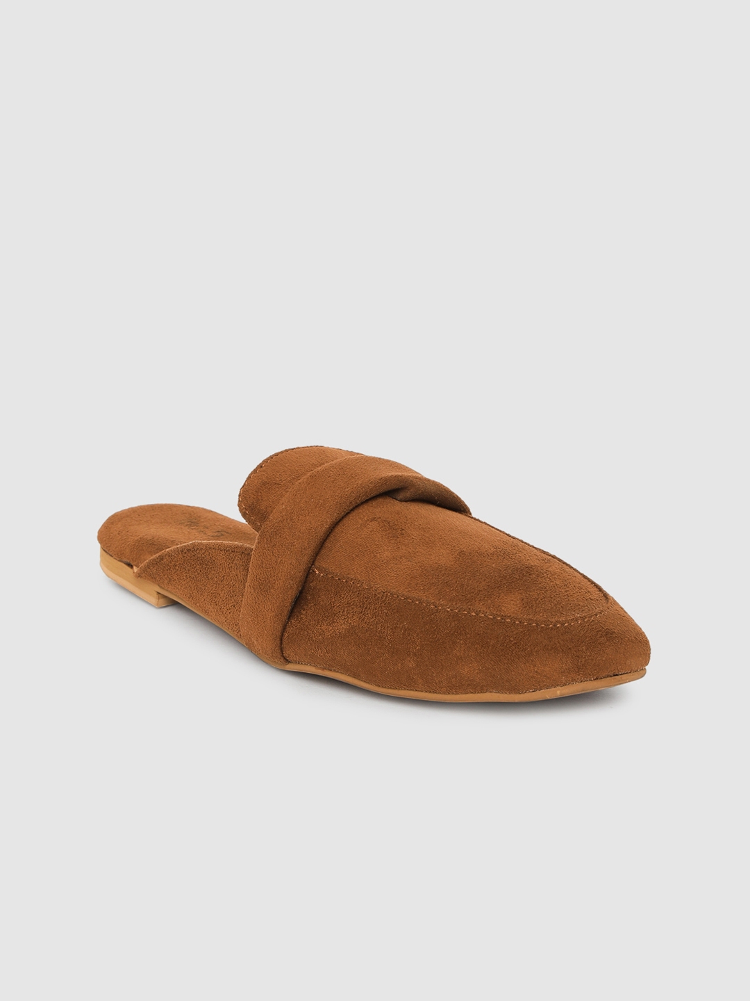 tan suede mules flat