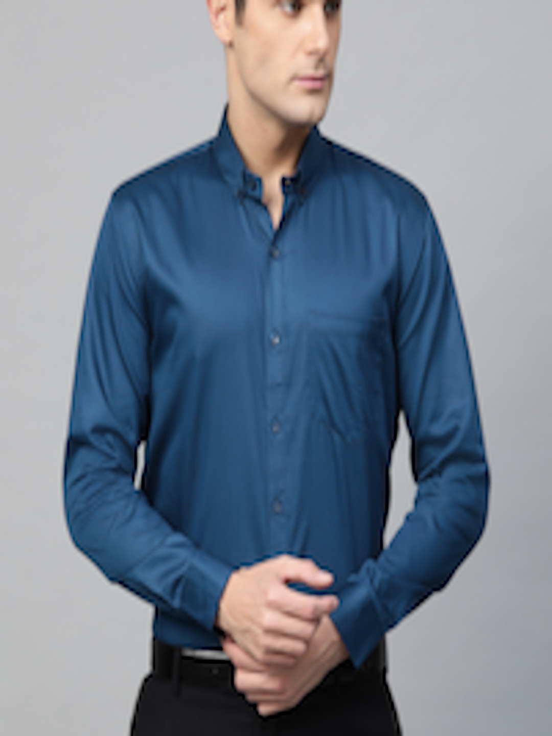 Buy DENNISON Men Blue Comfort Regular Fit Solid Formal Shirt - Shirts ...