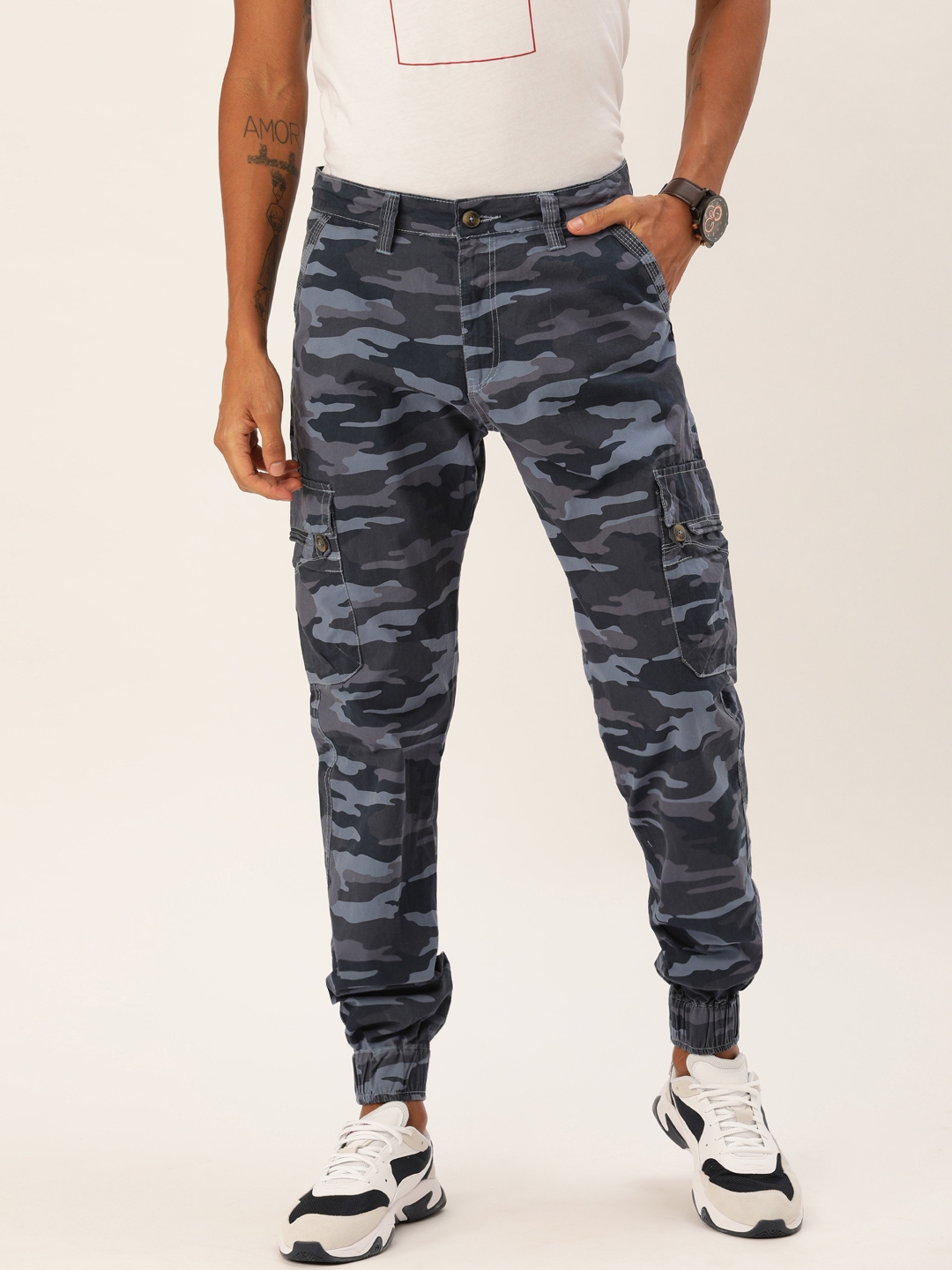 grey camo cargo joggers