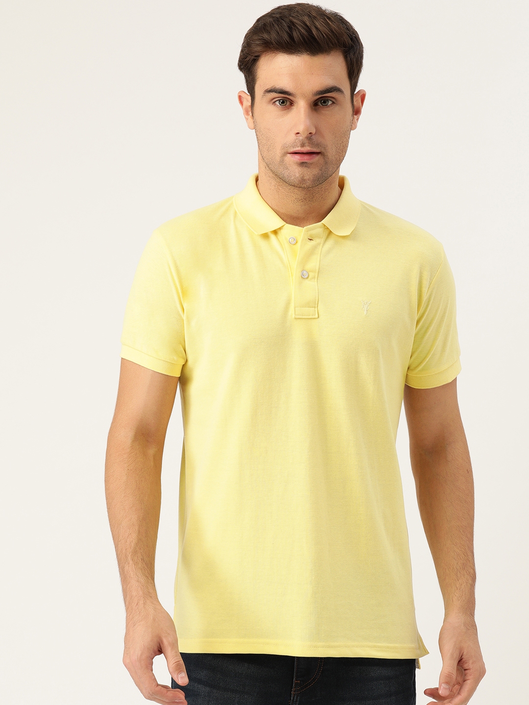 Buy GHPC Men Yellow Slim Fit Solid Polo Collar T Shirt - Tshirts for ...