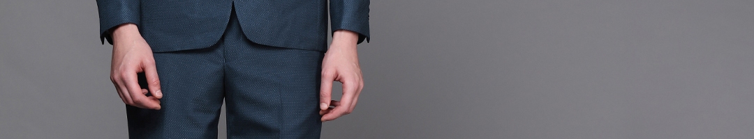 Buy Louis Philippe Men Blue Slim Fit Self Design Single Breasted Formal Suit - Suits for Men ...