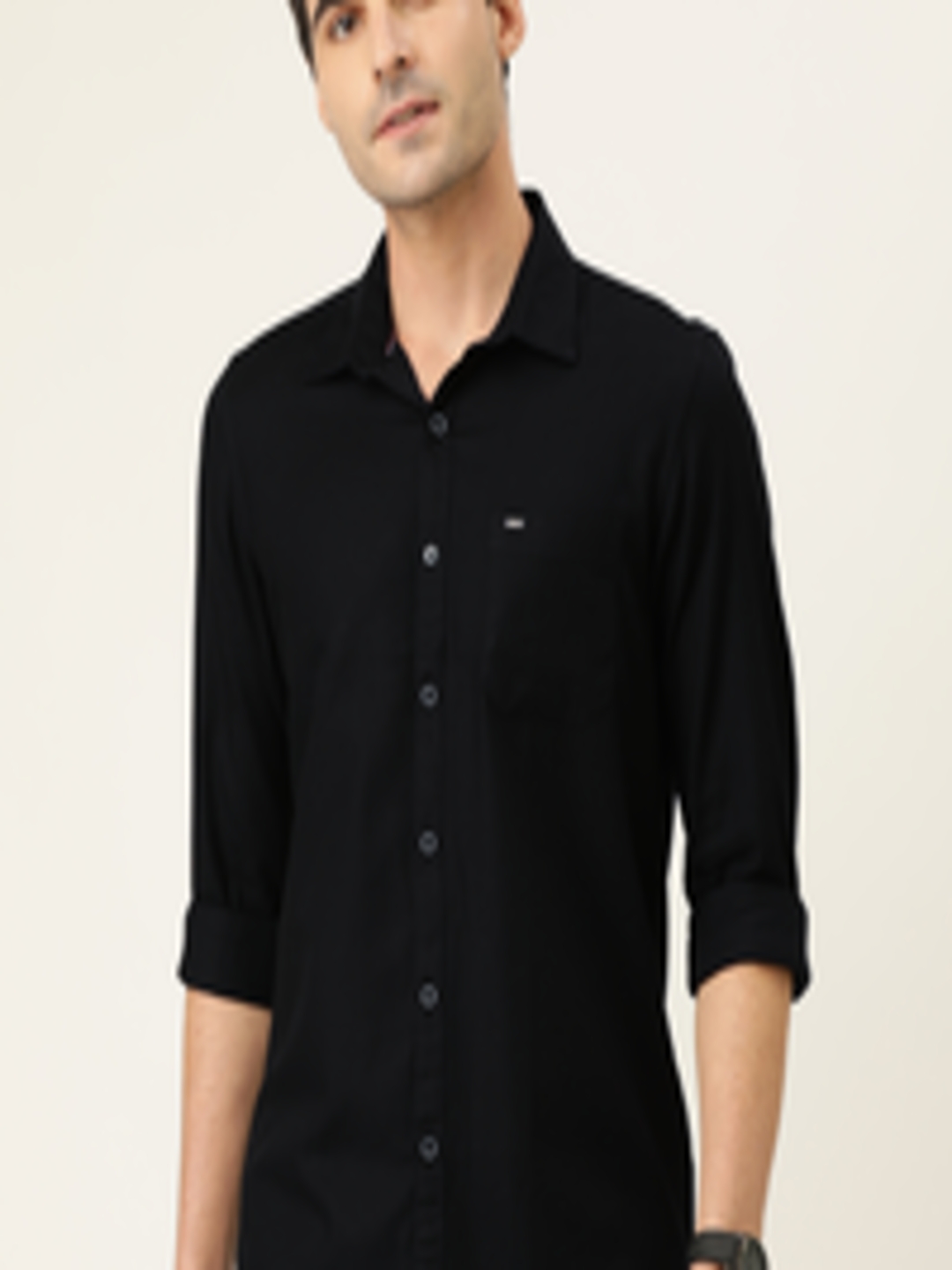 Buy Lee Cooper Men Black Regular Fit Solid Casual Shirt - Shirts for ...