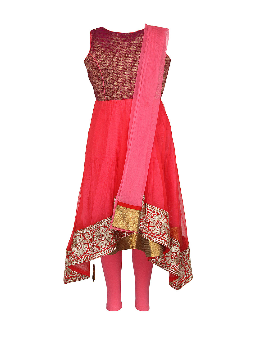 Red Sequin Kurta Suit Set with Net Ruffle Dupatta | Kurti designs party wear, Trendy dress 