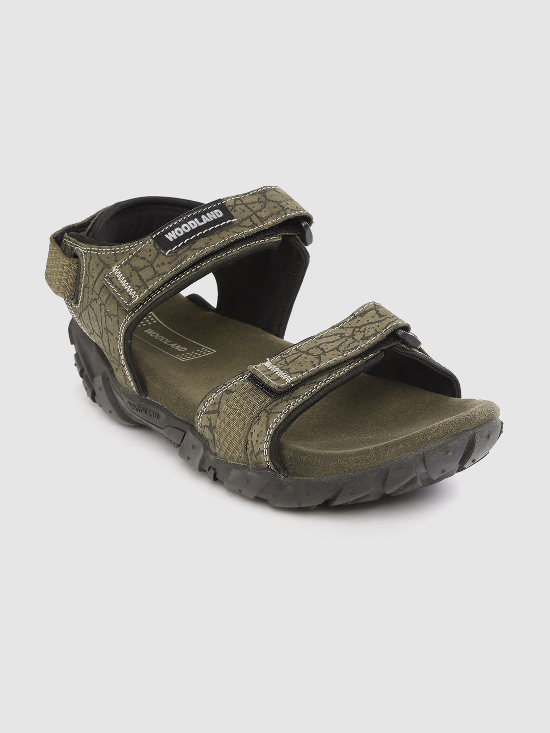 woodland men olive green leather sandals