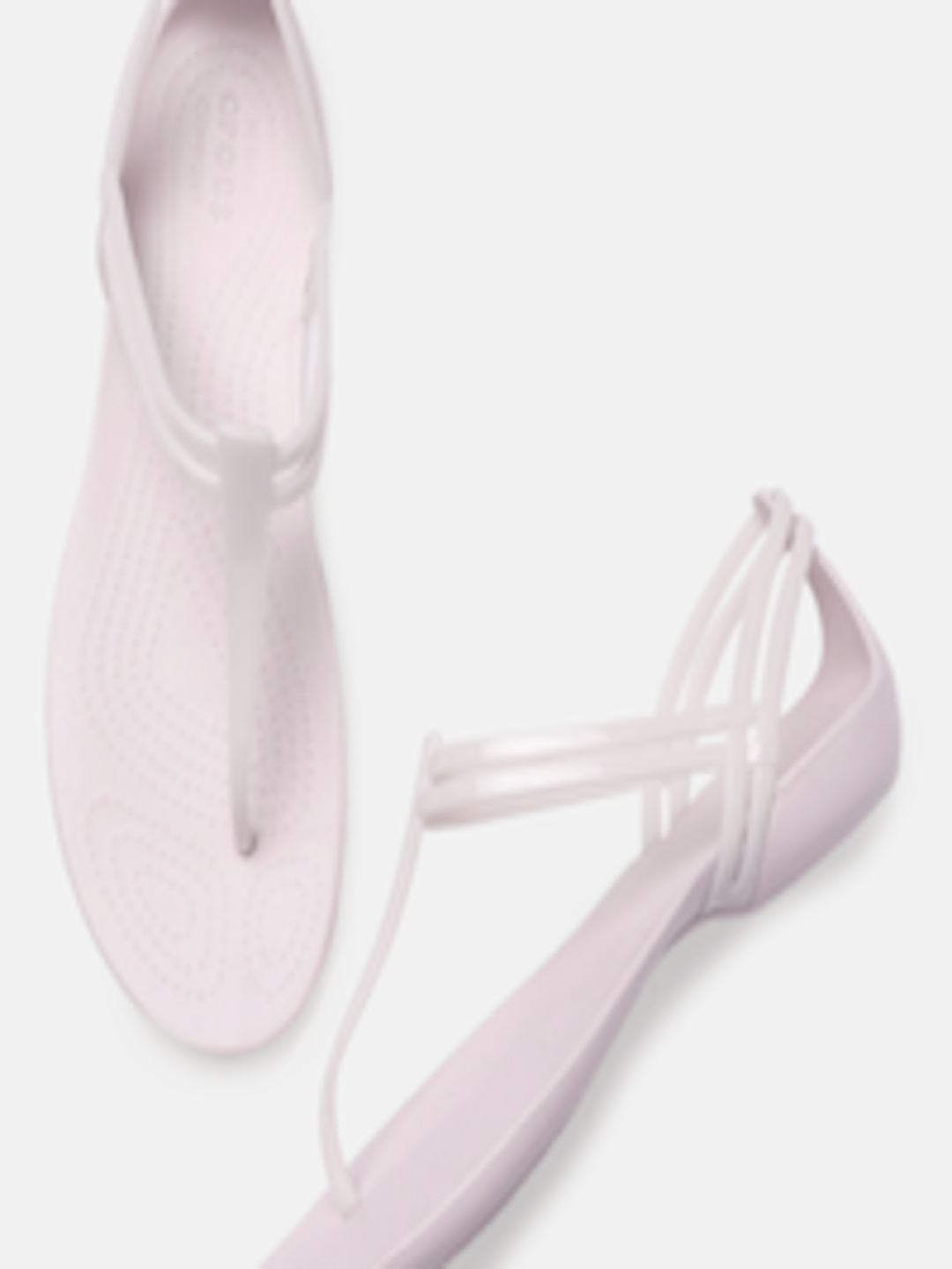 Buy Crocs Women Pink Solid Isabella T Strap Flats - Flats for Women ...
