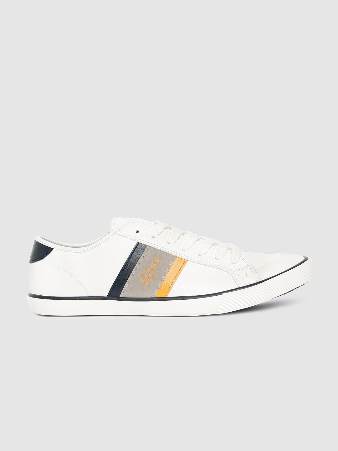 roadster men white solid sneakers