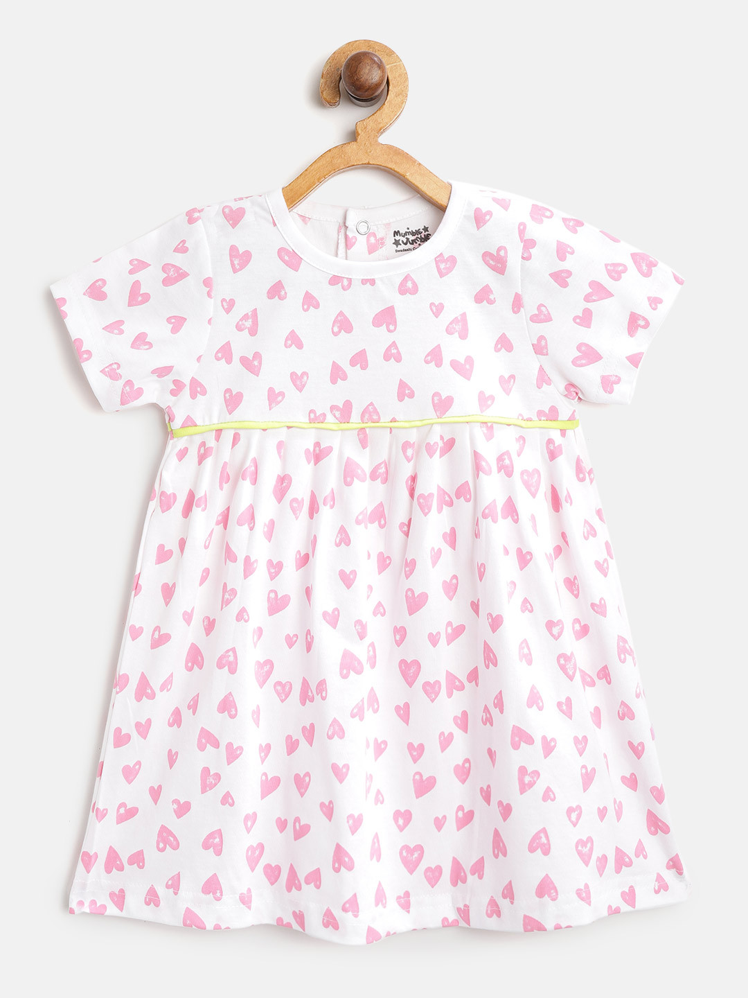 Buy Mumble Jumble Girls White & Pink Heart Print Empire Dress Dresses