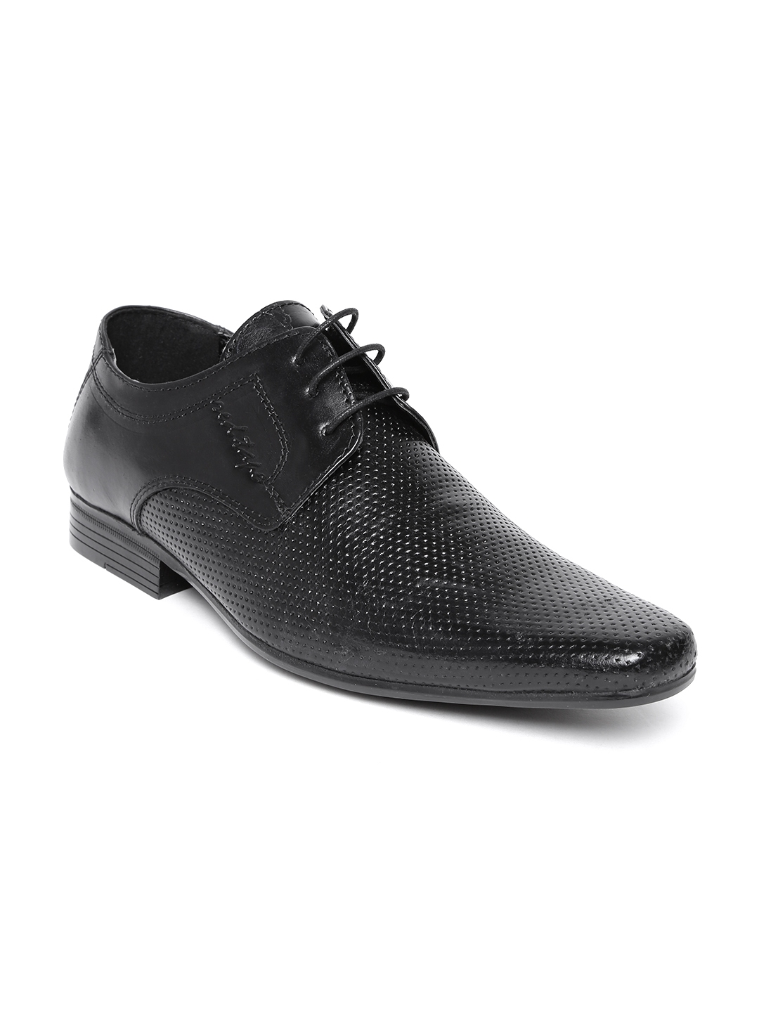 red tape mens black leather formal shoes
