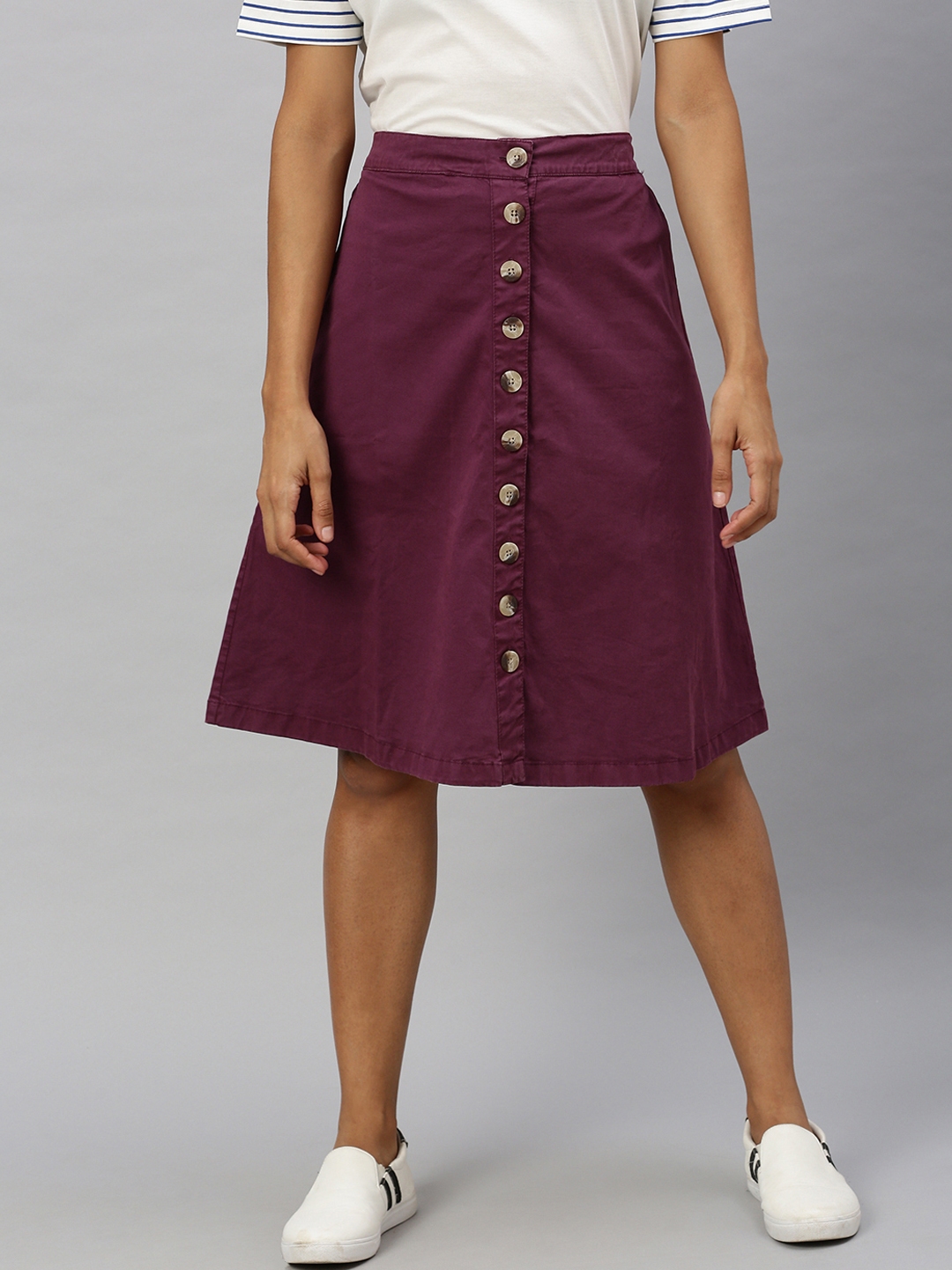 Buy Hereandnow Women Burgundy Solid A Line Skirt Skirts For Women 11581220 Myntra 