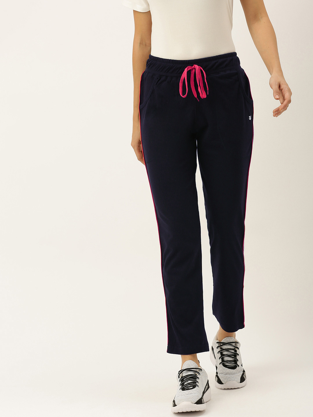 Buy Sports52 Wear Women Navy Blue Slim Fit Solid Track Pants Track