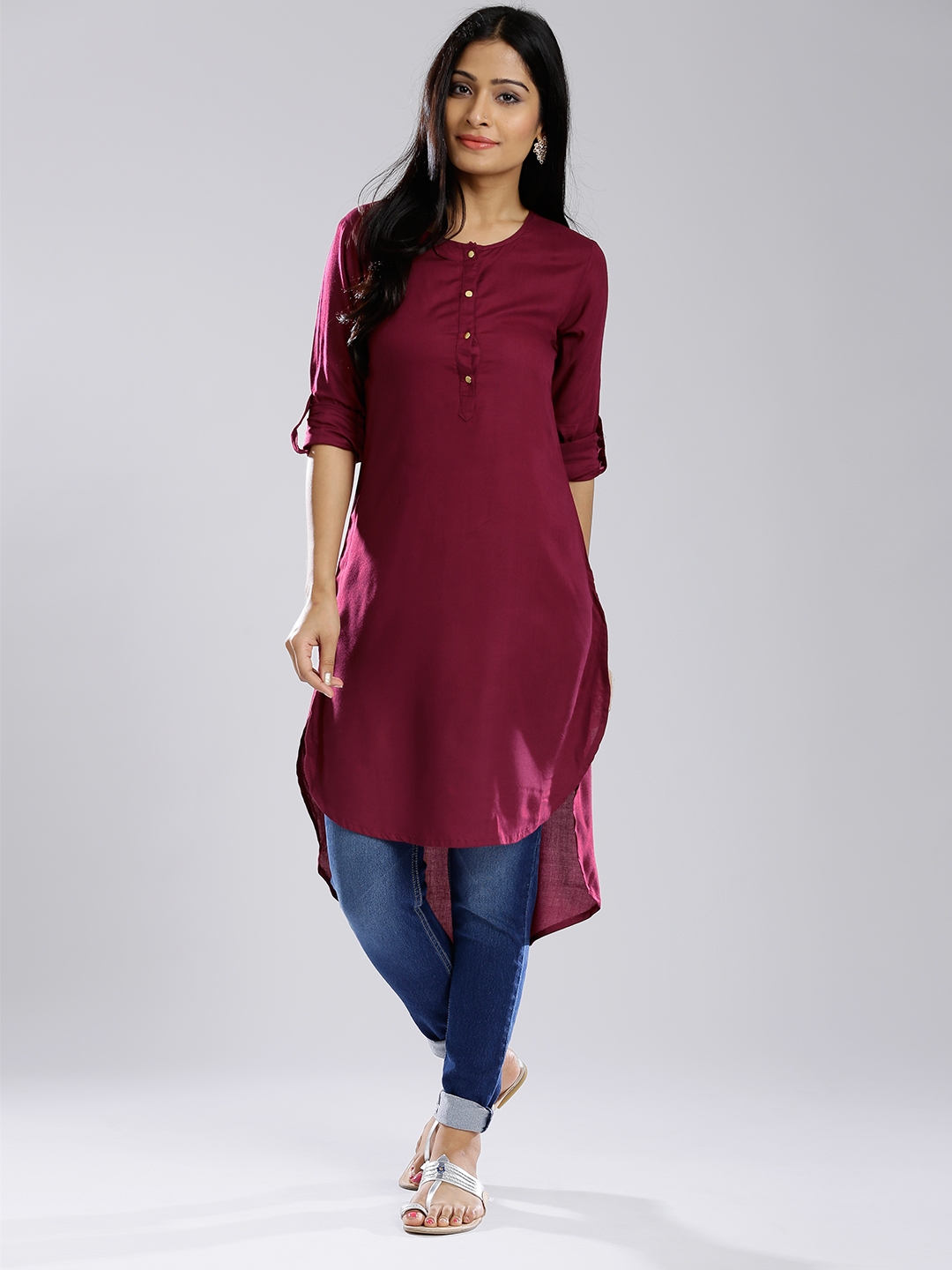 maroon chikan kurti