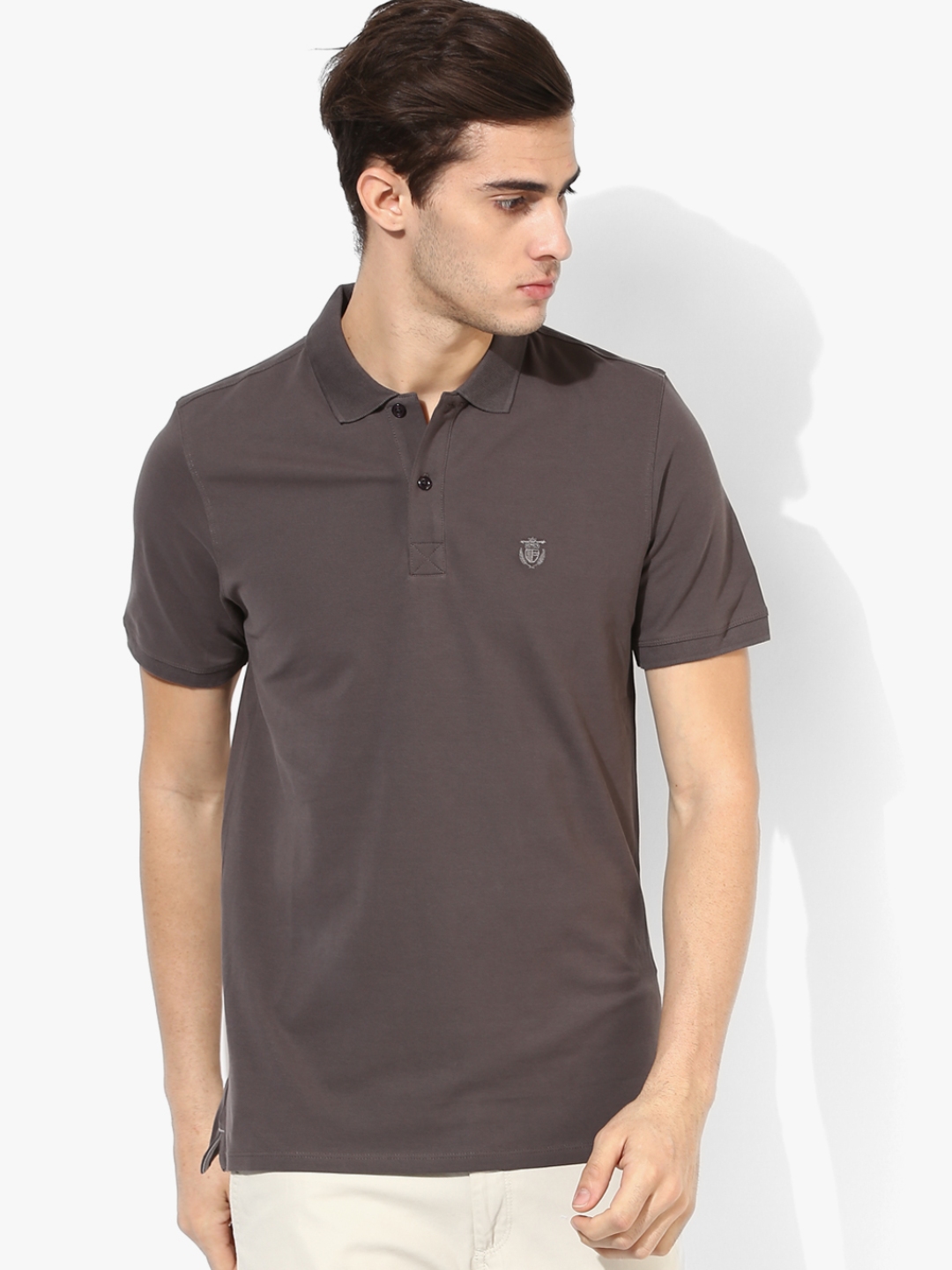 Buy SELECTED Men Brown Solid Polo Collar T Shirt - Tshirts for Men ...