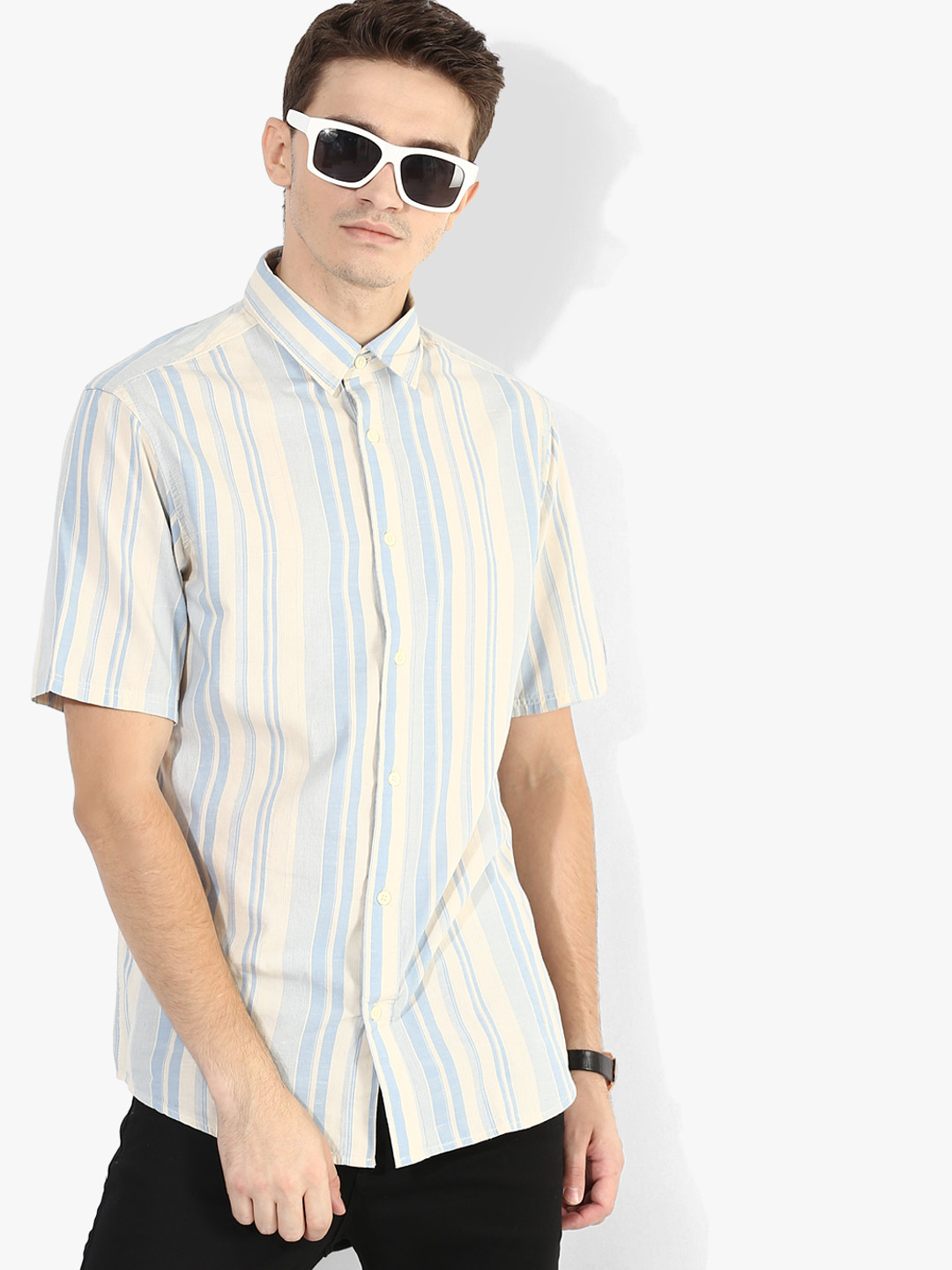 Buy SELECTED Men Blue & Pink Striped Slim Fit Casual Shirt - Shirts for Men 11599528 | Myntra