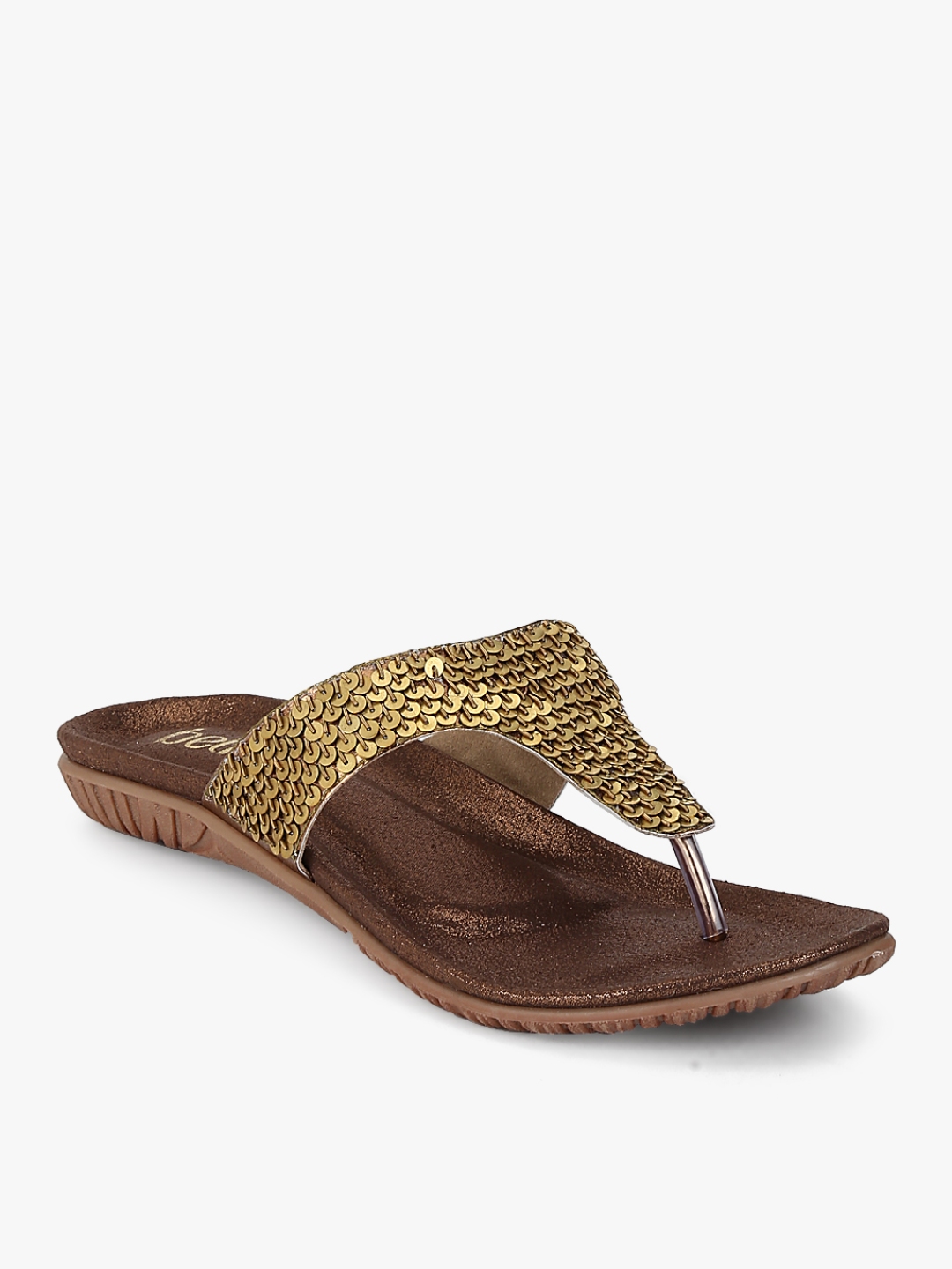gold t strap flats