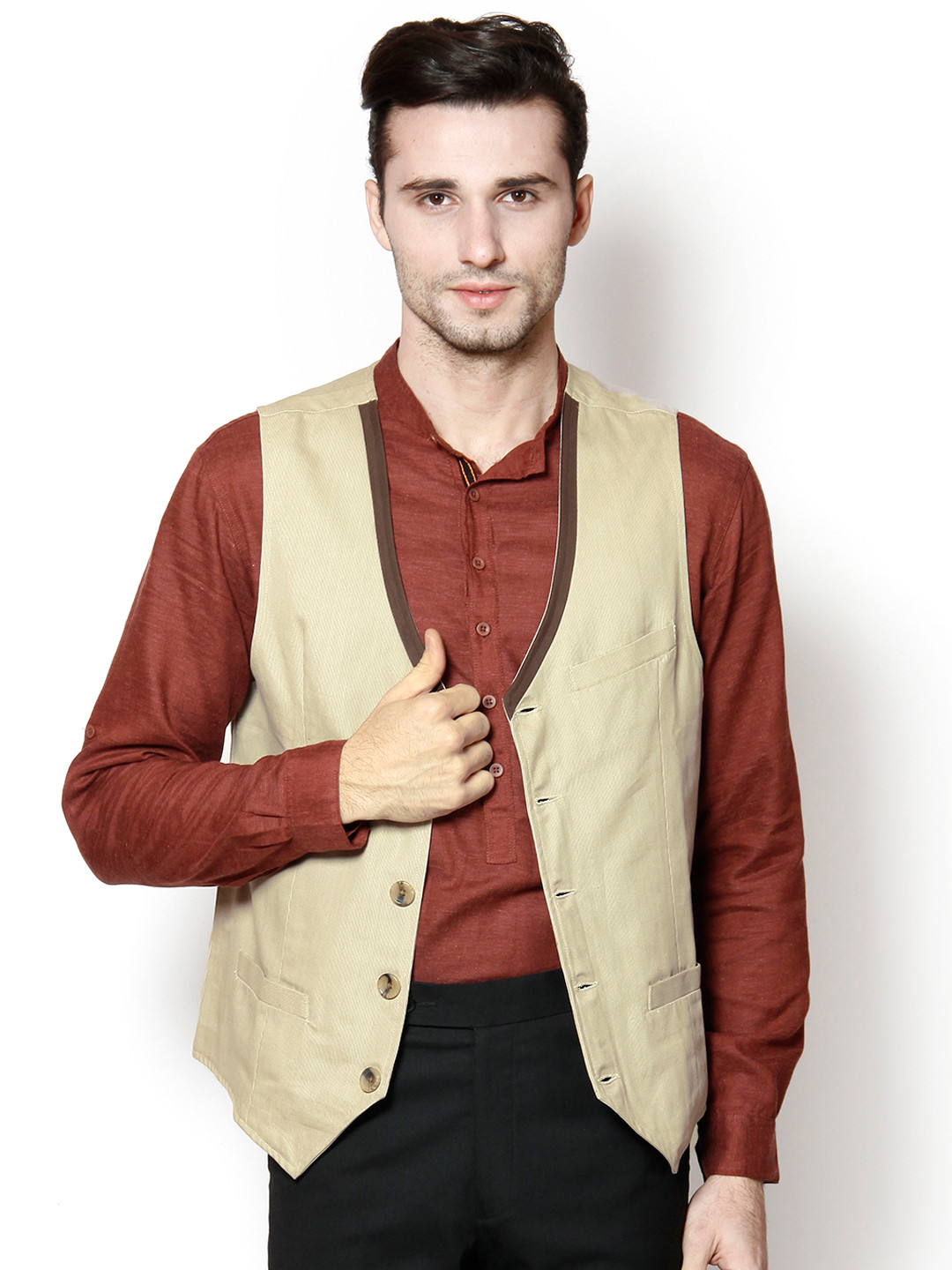Buy Even Beige Slim Fit Waistcoat Waistcoat for Men 1161118 Myntra