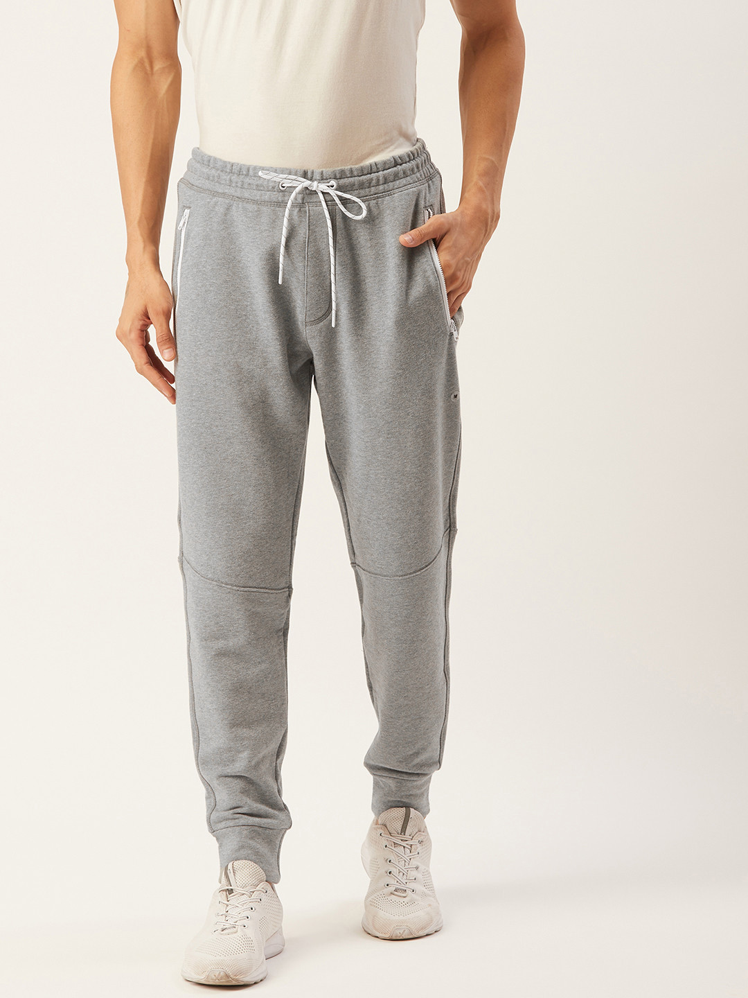 Buy AMERICAN EAGLE OUTFITTERS Men Grey Melange Solid Joggers Track