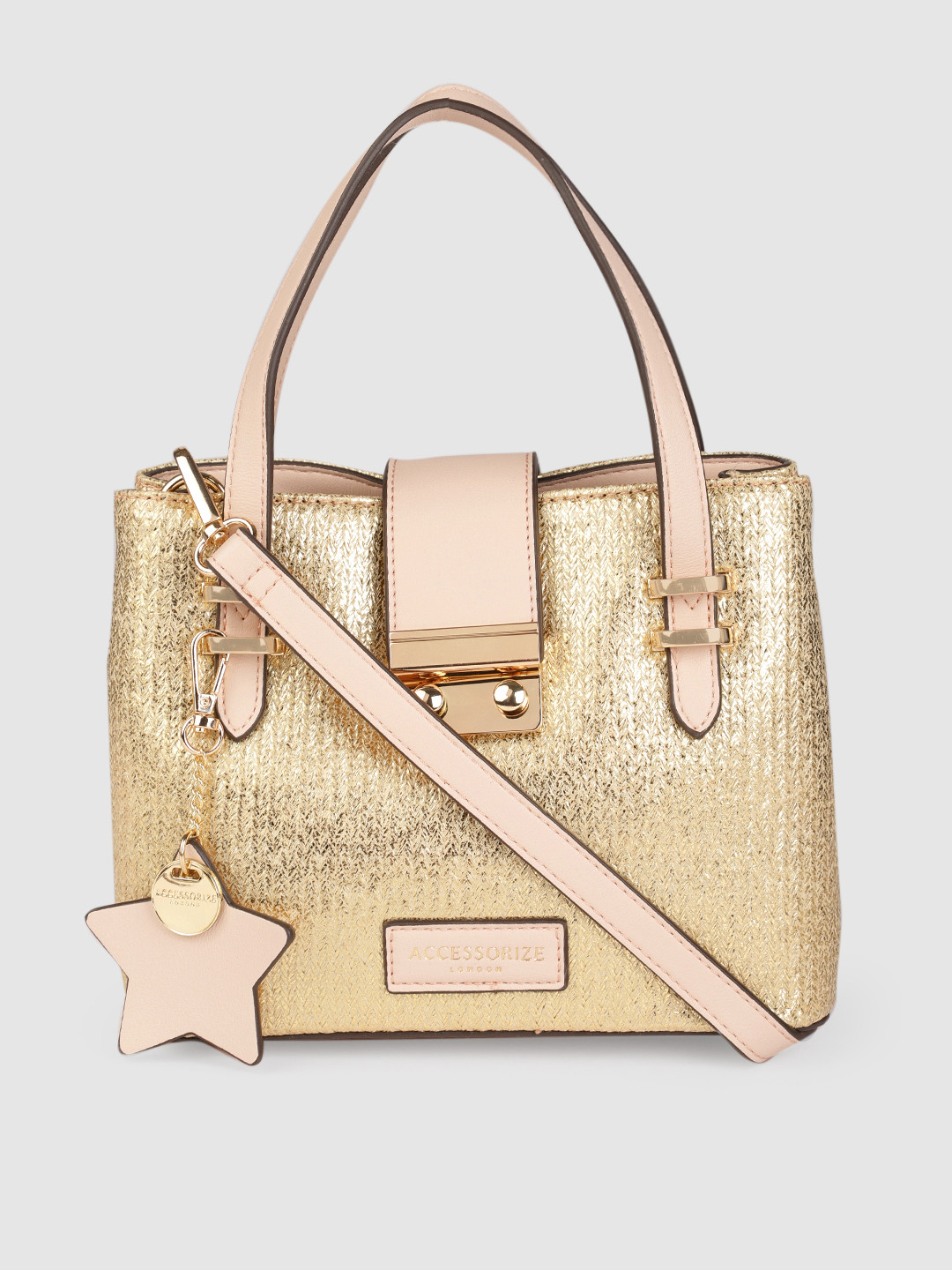 Buy Accessorize Gold Toned & Pink Textured Handheld Bag Handbags for