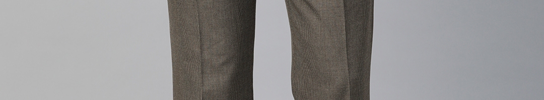 Buy Marks & Spencer Men Brown Regular Fit Checked Formal Trousers ...