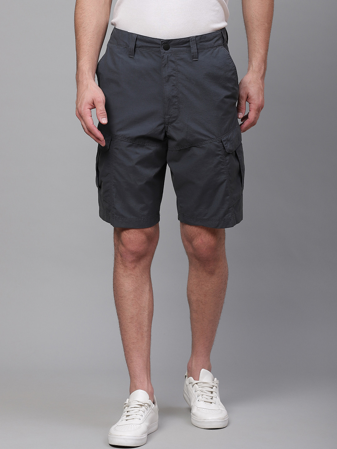 Buy Marks & Spencer Men Navy Solid Regular Fit Cargo Shorts Shorts