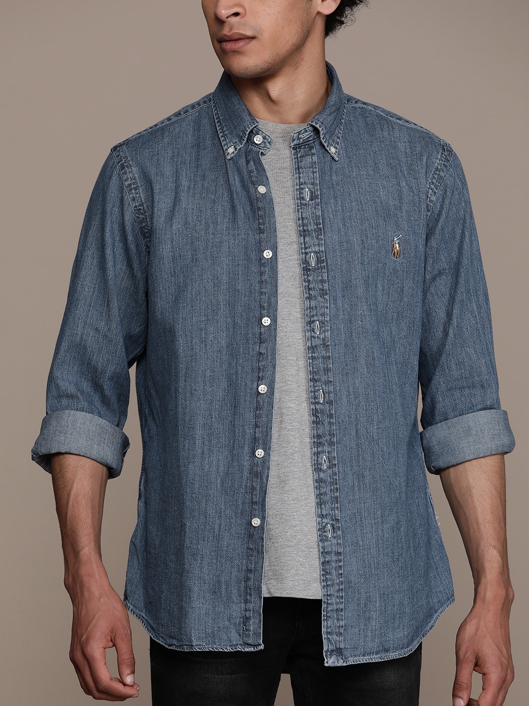 polo ralph lauren slim fit denim shirt