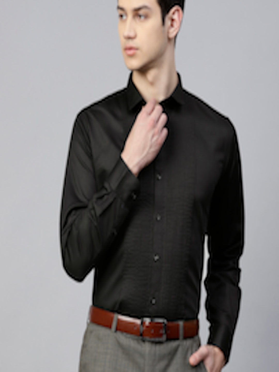 Buy MANQ Men Black Slim Fit Solid Pintucked Party Shirt - Shirts for ...