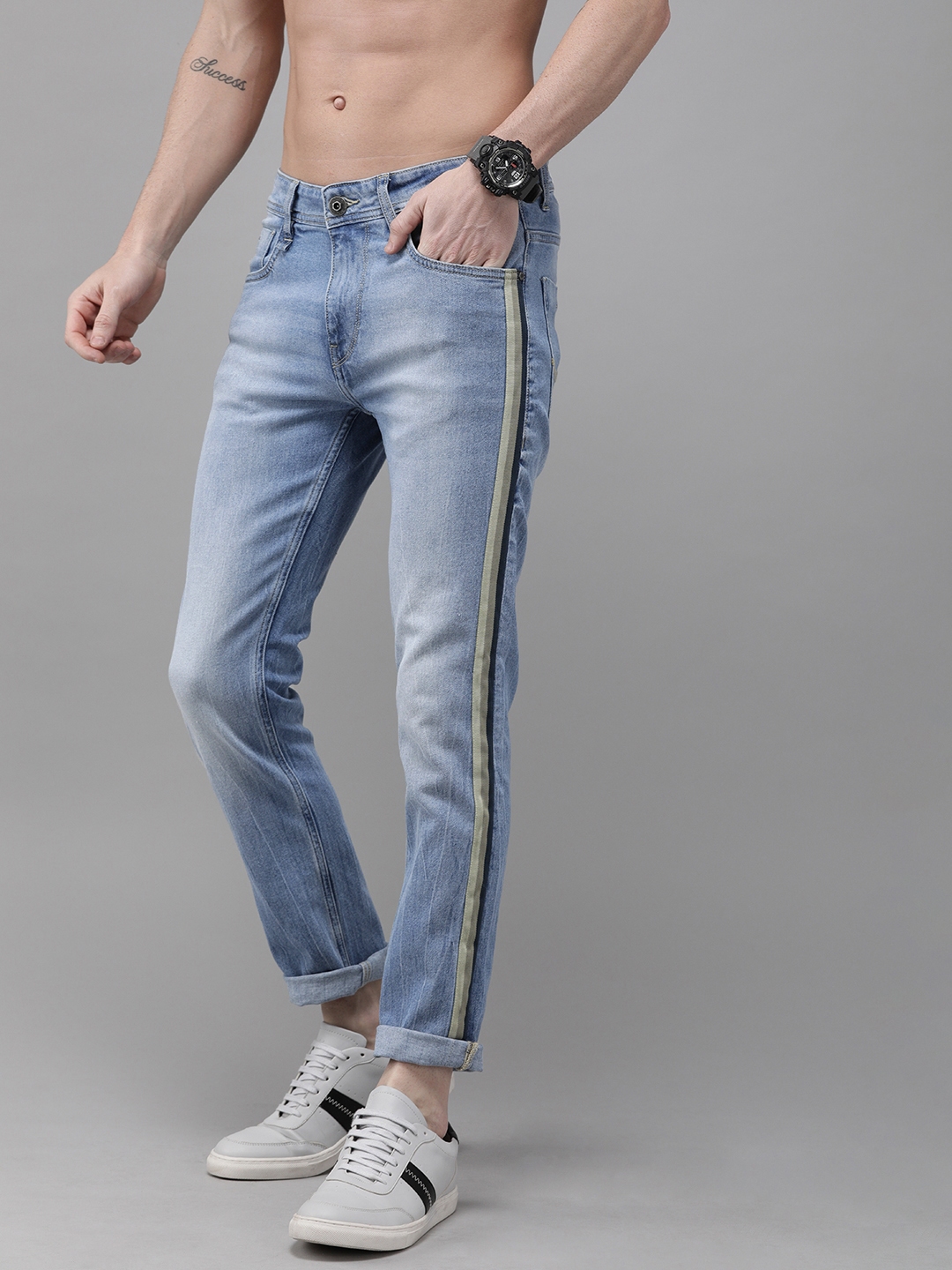 jeans with side stripe men