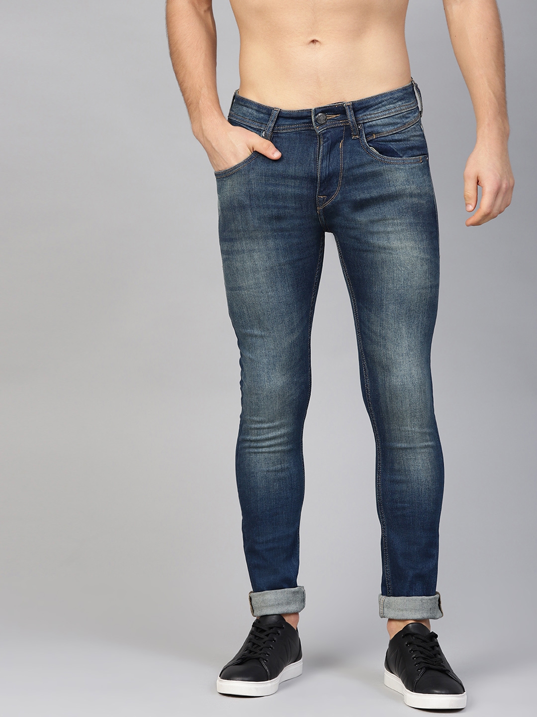 Buy Roadster Men Blue Skinny Fit Mid Rise Clean Look Stretchable Jeans Jeans For Men 11631420 