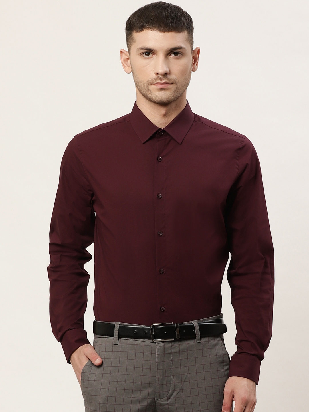Buy United Colors Of Benetton Men Burgundy Slim Fit Solid Knitted ...