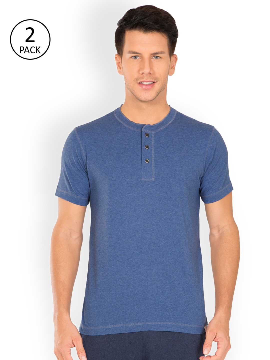 Buy Jockey Men Pack Of 2 Blue Solid Henley Neck T Shirts - Tshirts for ...