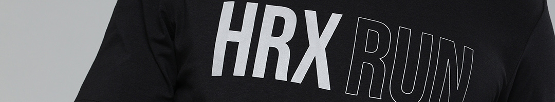 Buy HRX By Hrithik Roshan Men Black Printed V Neck Lycra Running T ...