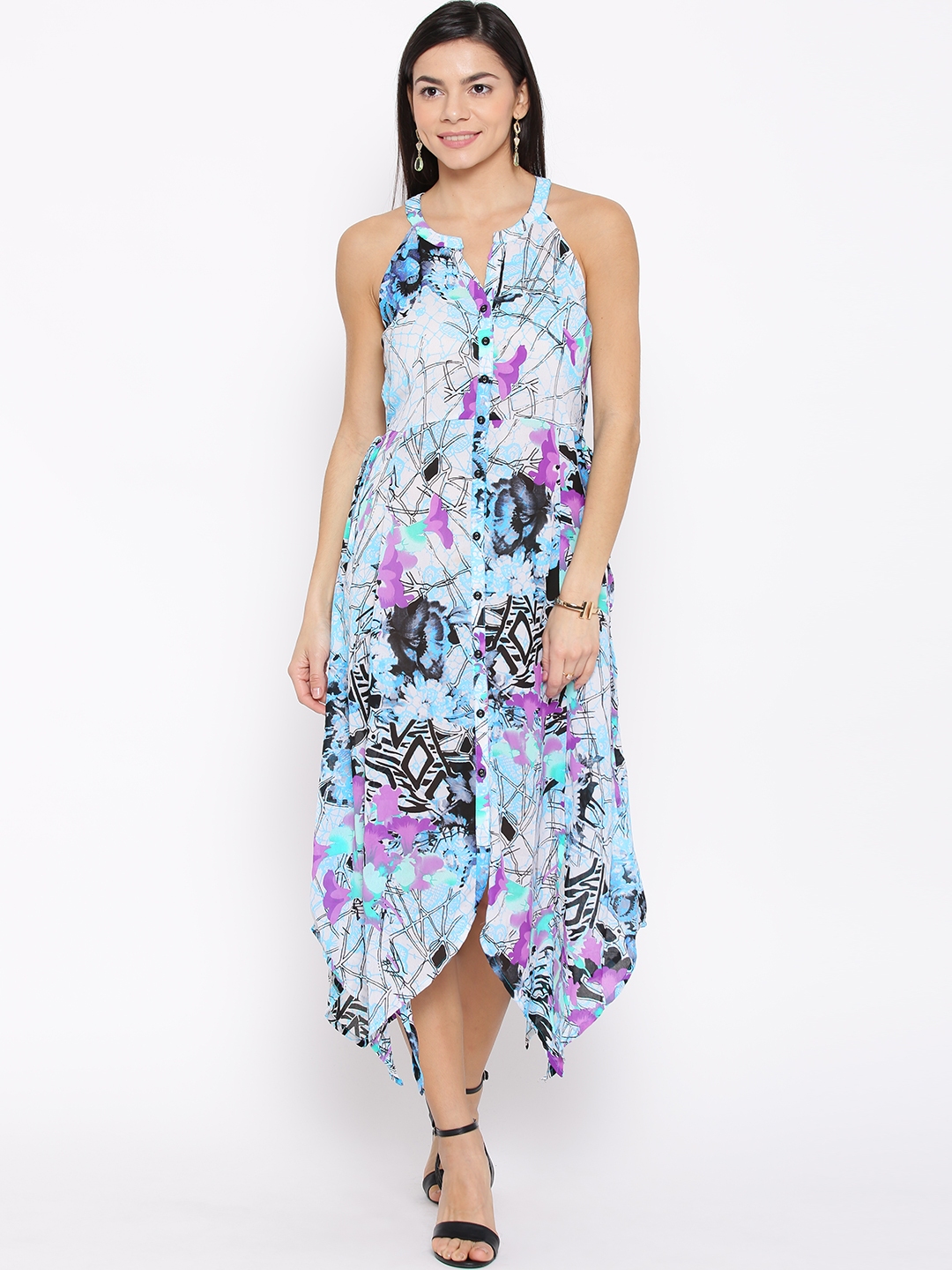 Buy Rain & Rainbow Blue Printed Midi Dress - Dresses for Women 1164824 ...