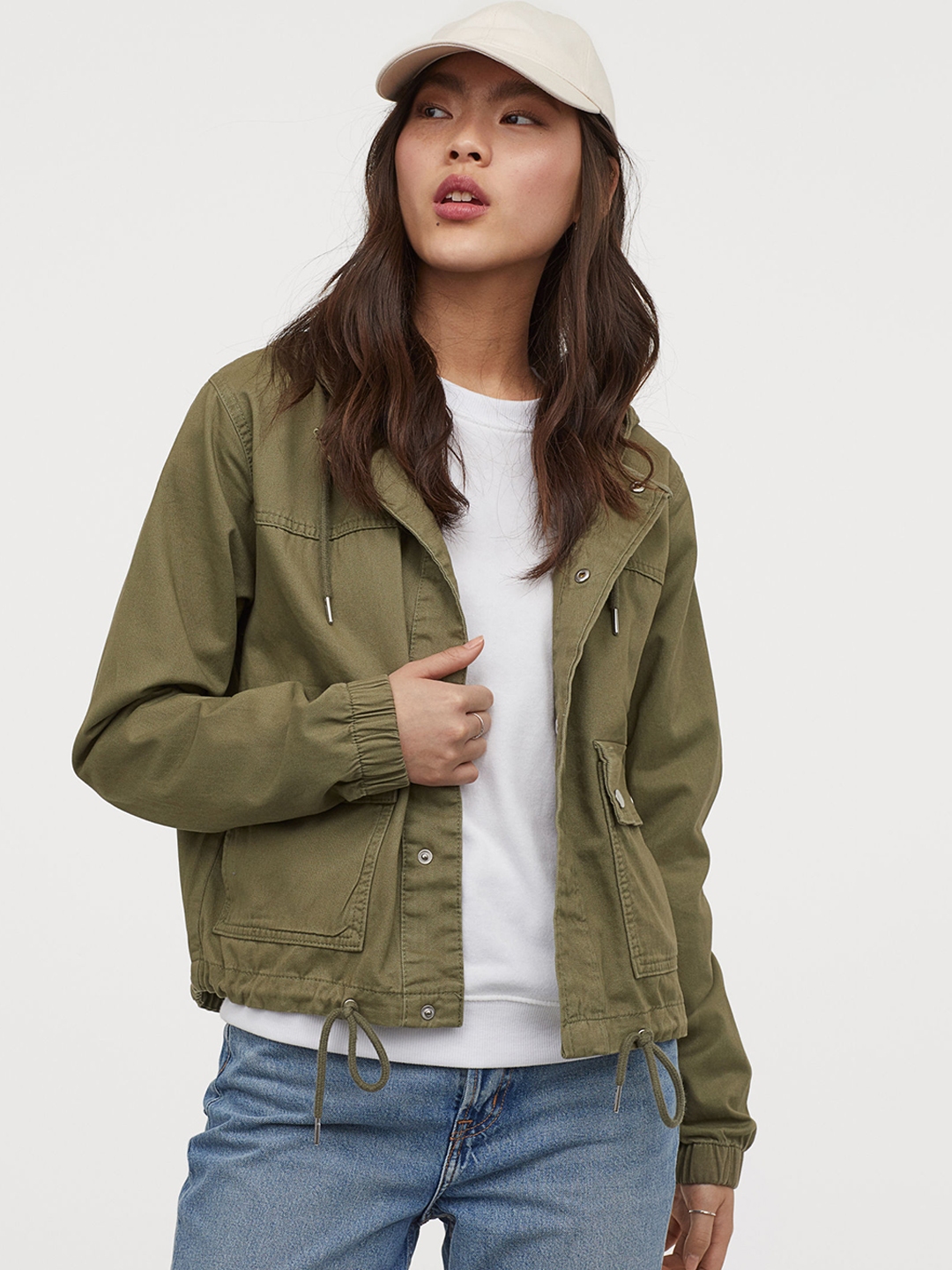 Buy H&M Women Green Short Hooded Jacket Jackets for Women 11655140 Myntra