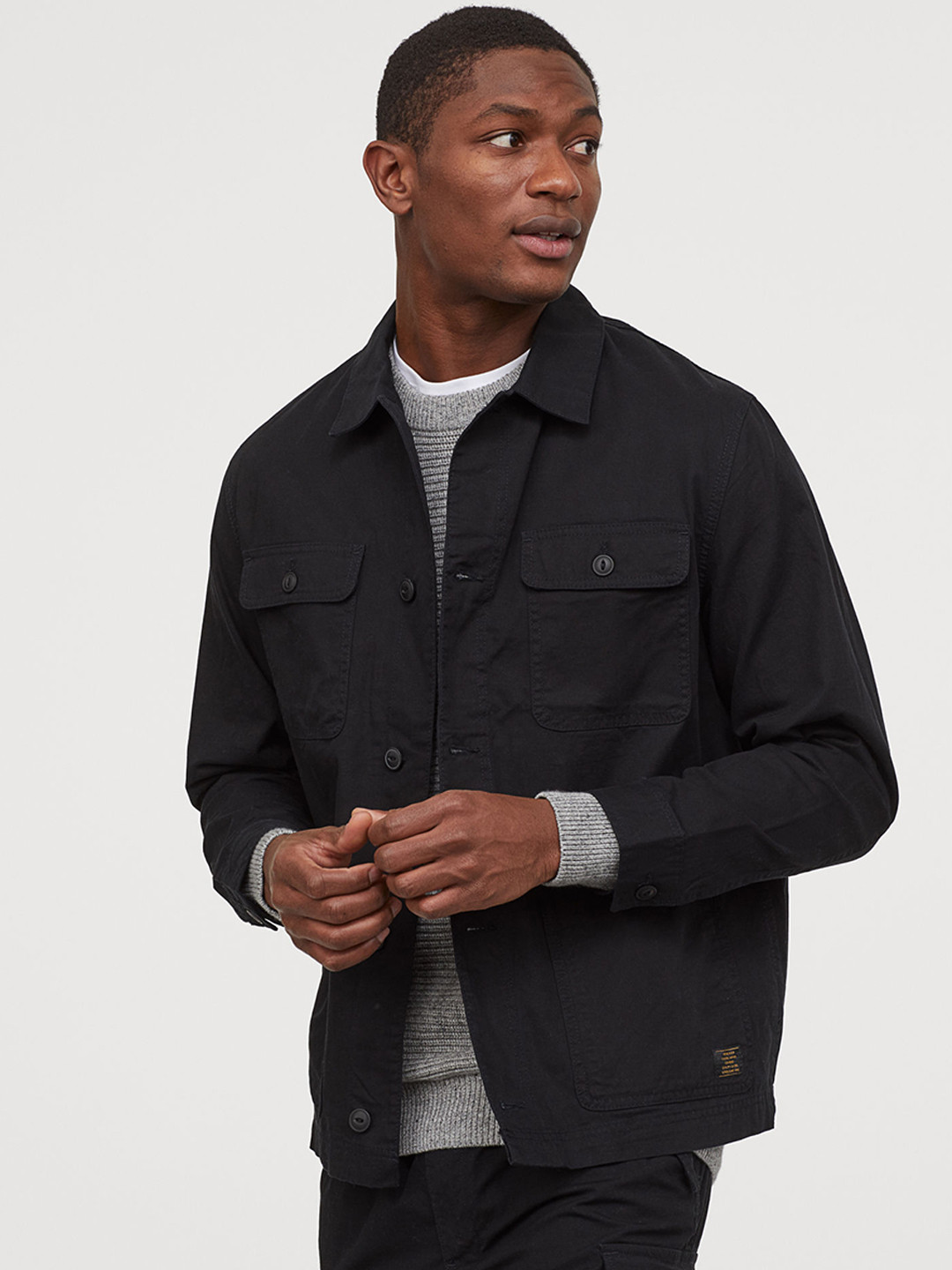 Buy H&M Men Black Twill Shirt Jacket Jackets for Men 11655152 Myntra