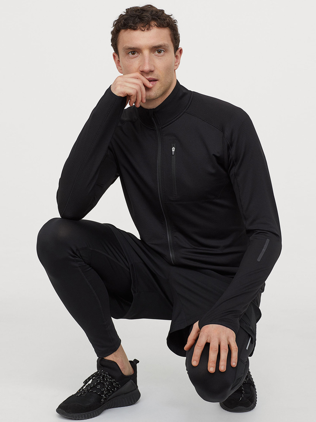 Buy H&M Men Black Running Jacket Regular Fit Jackets for Men 11655180