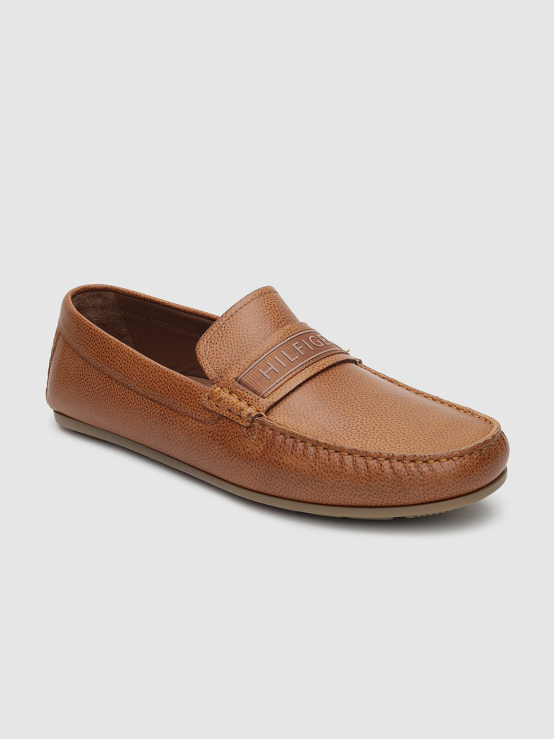 Buy Tommy Hilfiger Men Tan Brown Textured Loafers Casual Shoes for