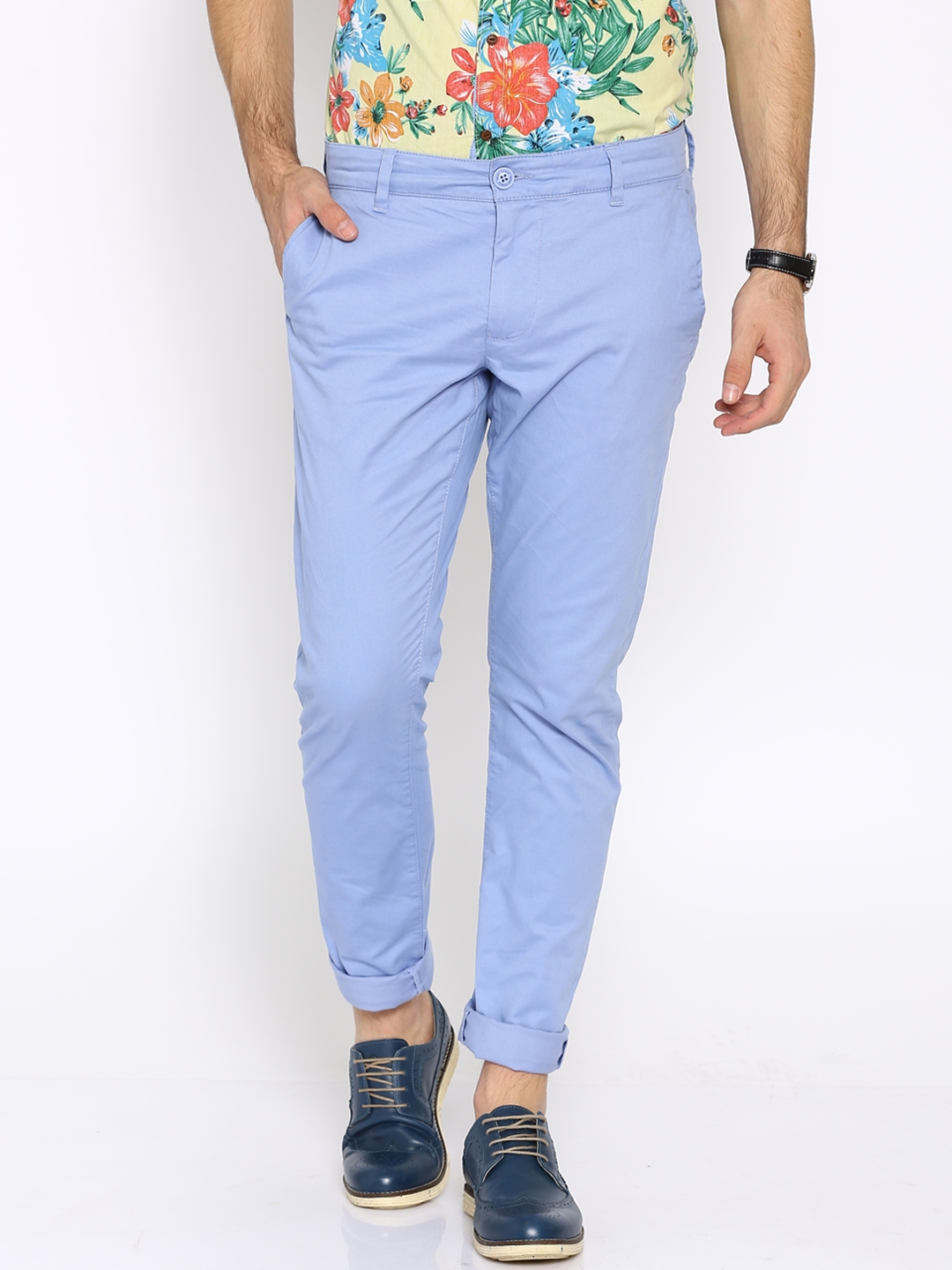 Buy Being Human Clothing Blue Chino Trousers - Trousers for Men 1167157 ...