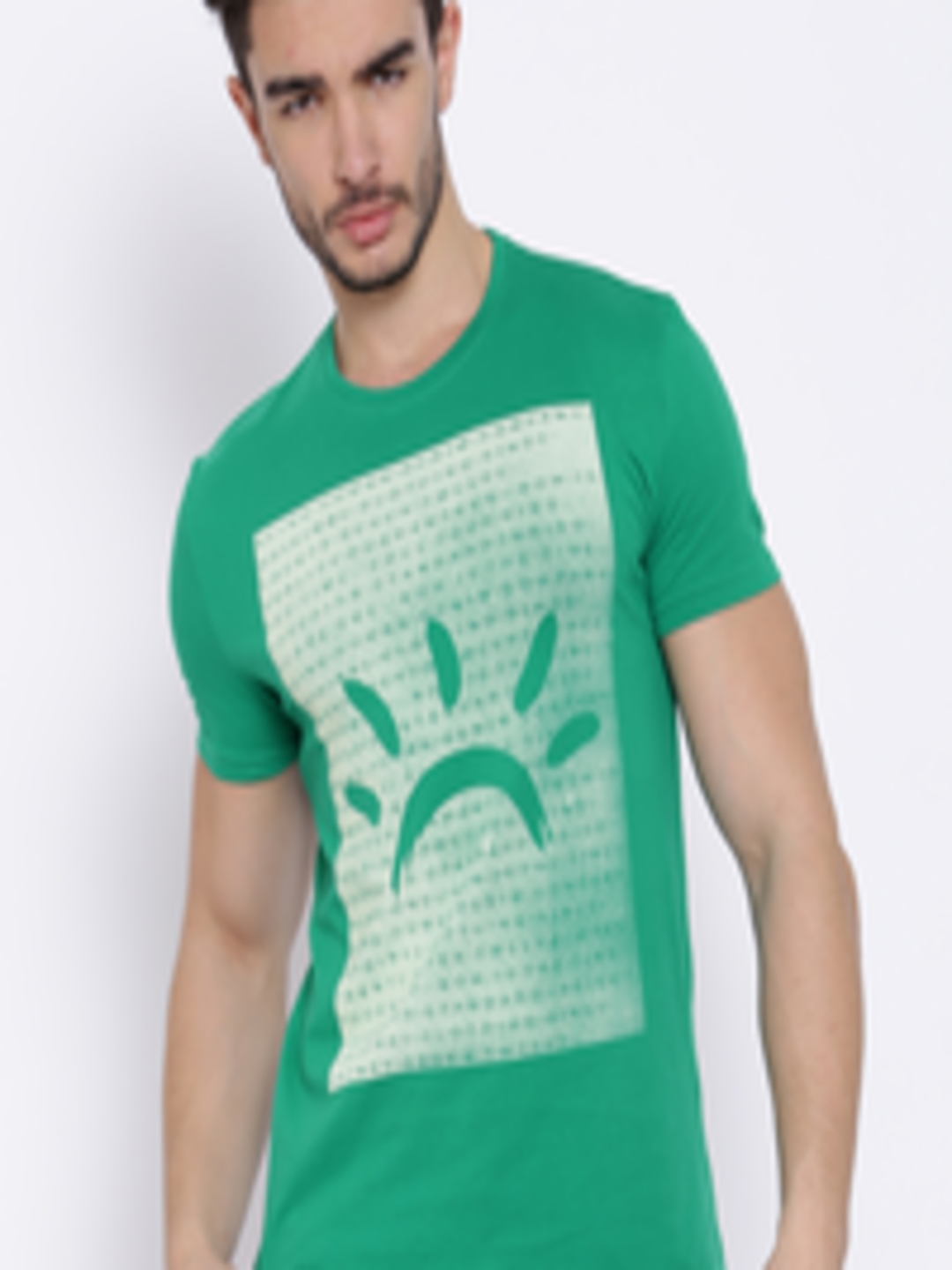Buy Being Human Clothing Green Printed Pure Cotton T Shirt - Tshirts ...