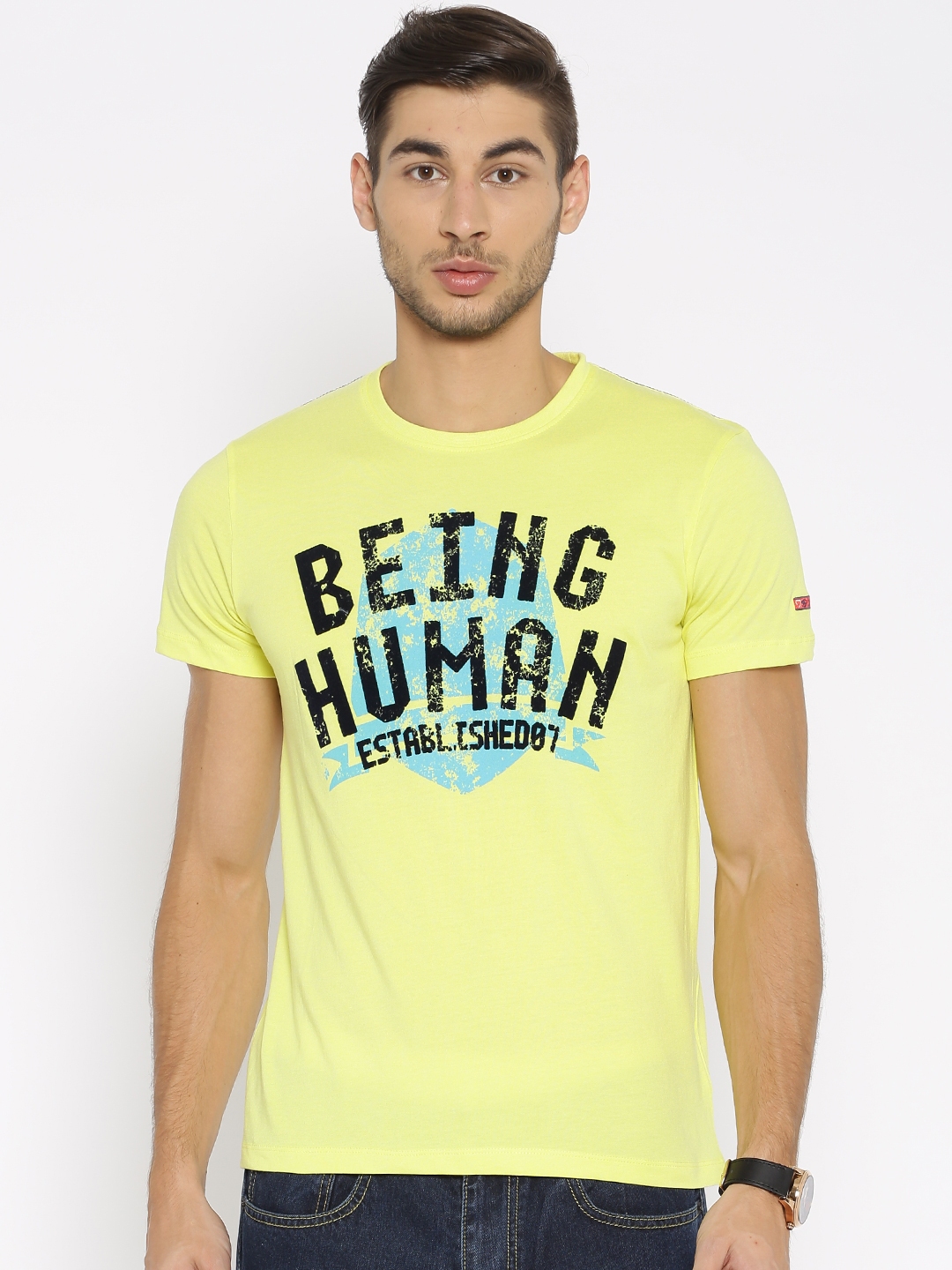 Buy Being Human Clothing Yellow Printed T Shirt - Tshirts for Men ...