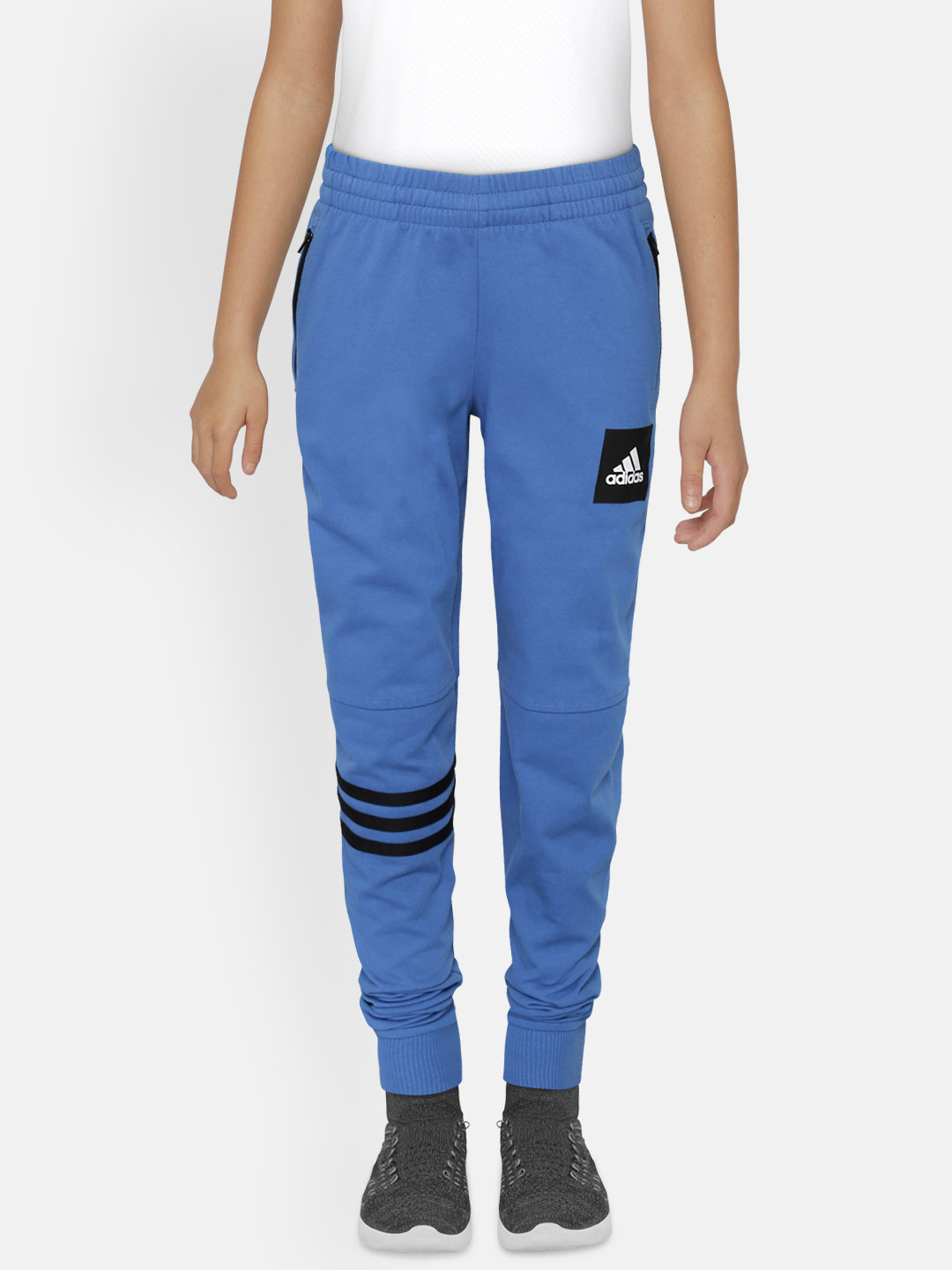 Buy ADIDAS Boys Blue 3 Stripes Tapered Fit Joggers - Track Pants for Boys 11673424 | Myntra