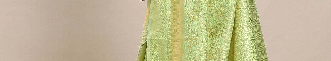 Buy Mitera Sea Green & Gold Toned Art Silk Woven Design Banarasi Saree ...